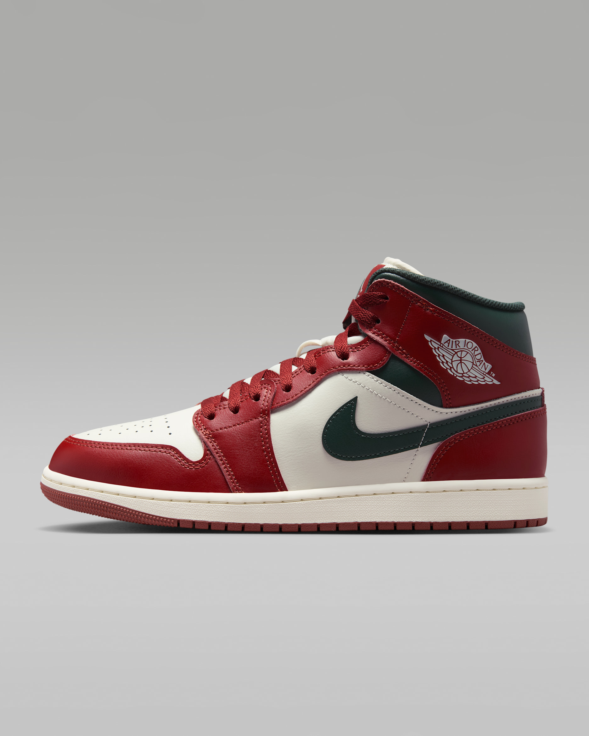 Air Jordan 1 Mid Men's Shoes - Sail/Pure Platinum/Redstone/Midnight Green