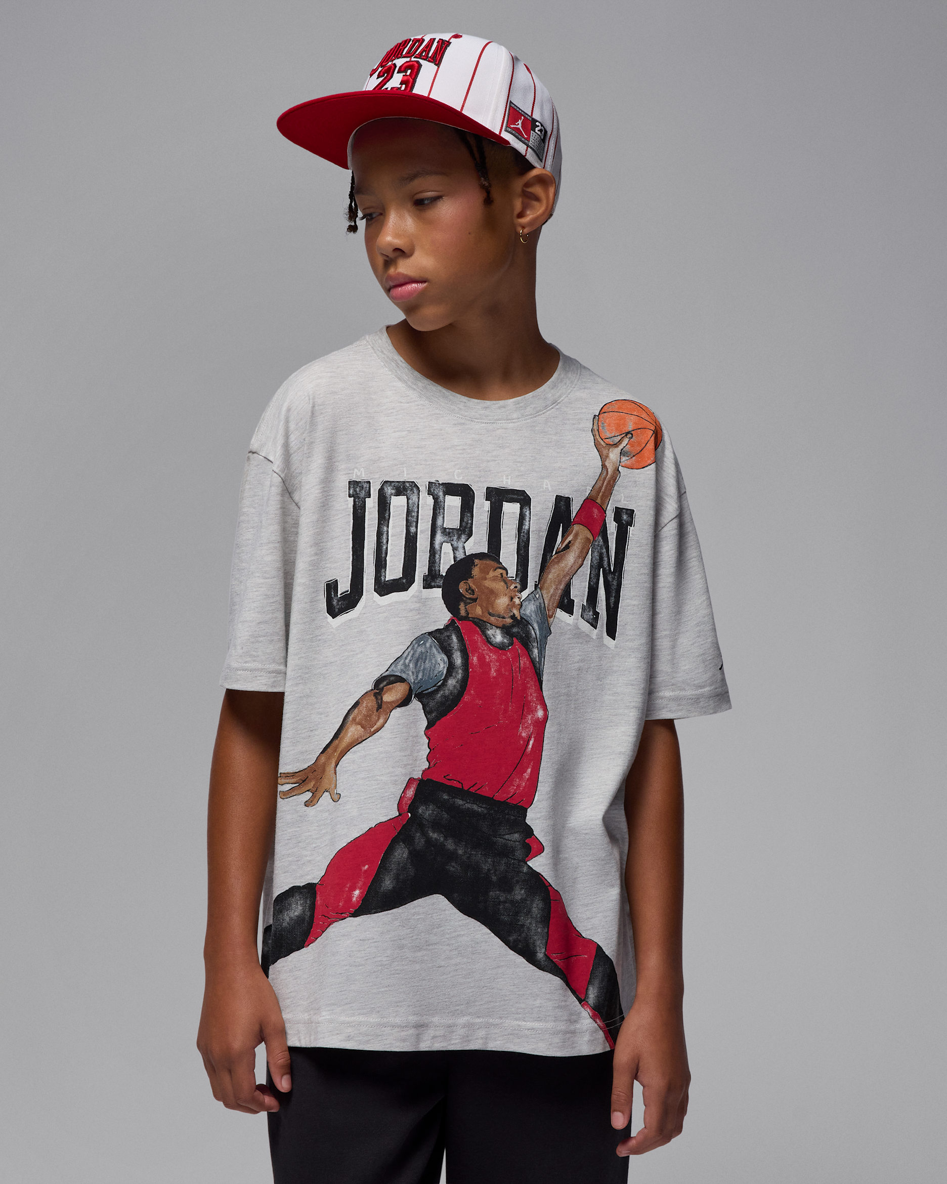 Playera Sketch para niños talla grande Jordan - Gris jaspeado