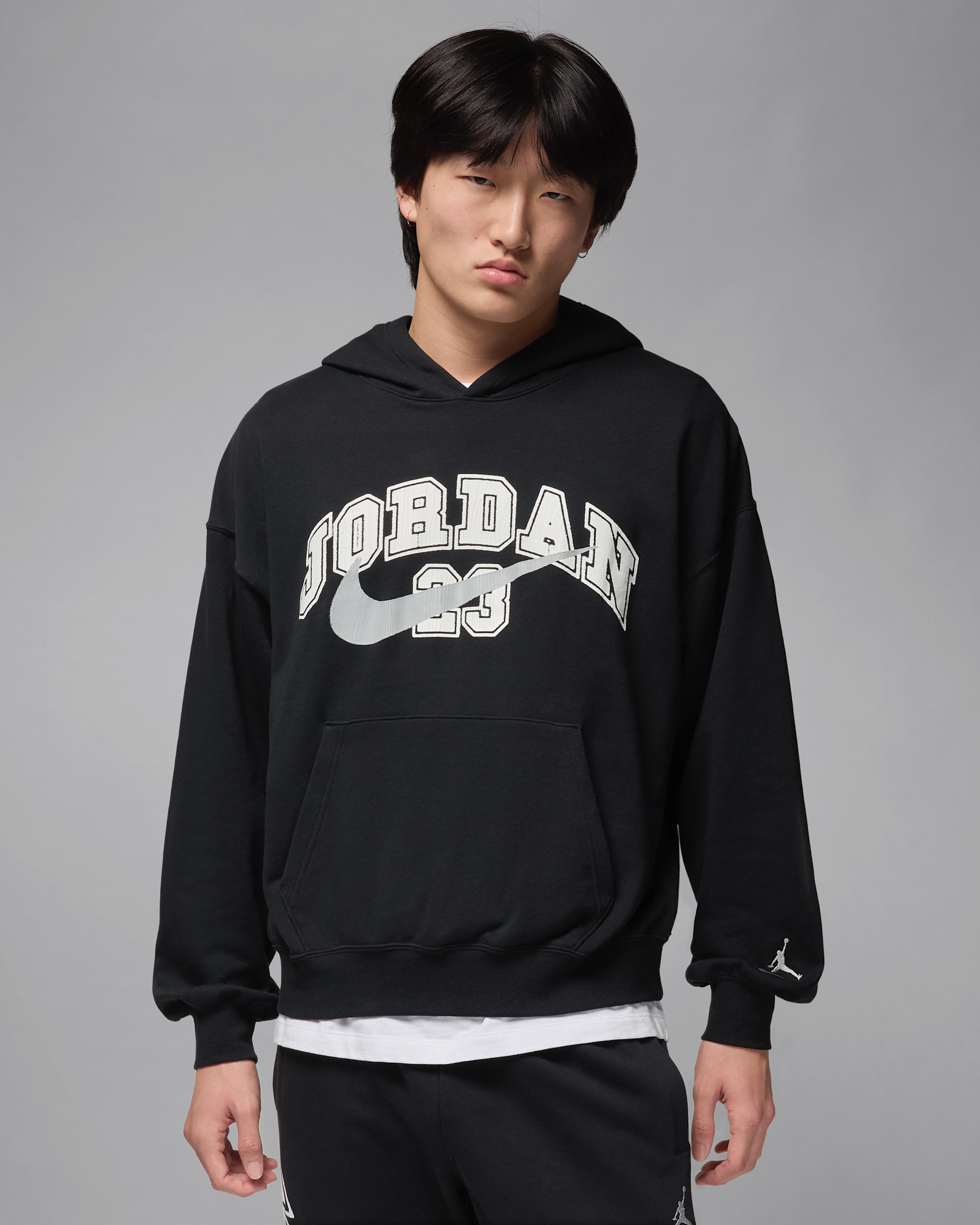Oversized Jordan MVP-hættetrøje i french terry til kvinder - sort/Light Smoke Grey
