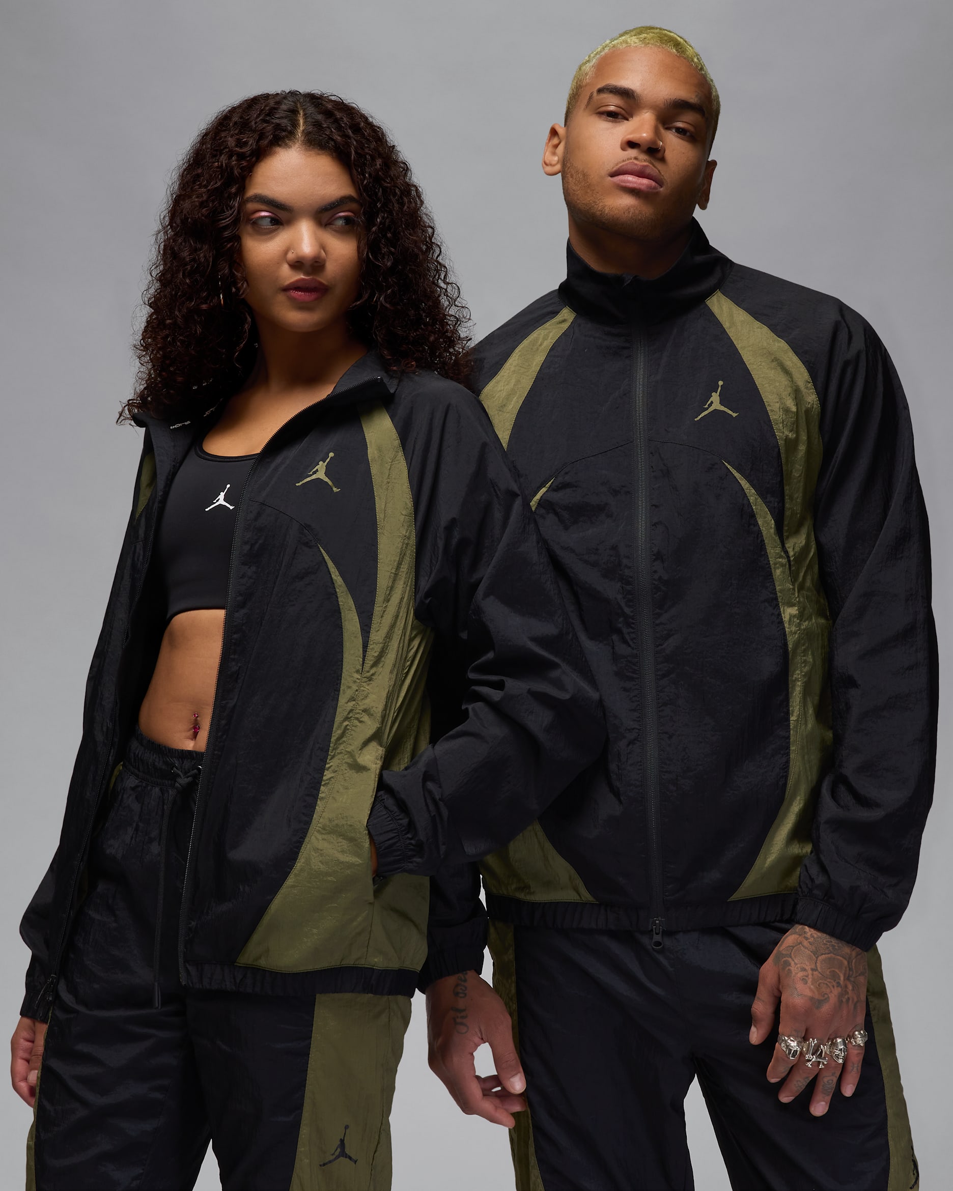 Jordan Sport Jam Men's Warm-Up Jacket - Black/Medium Olive/Medium Olive