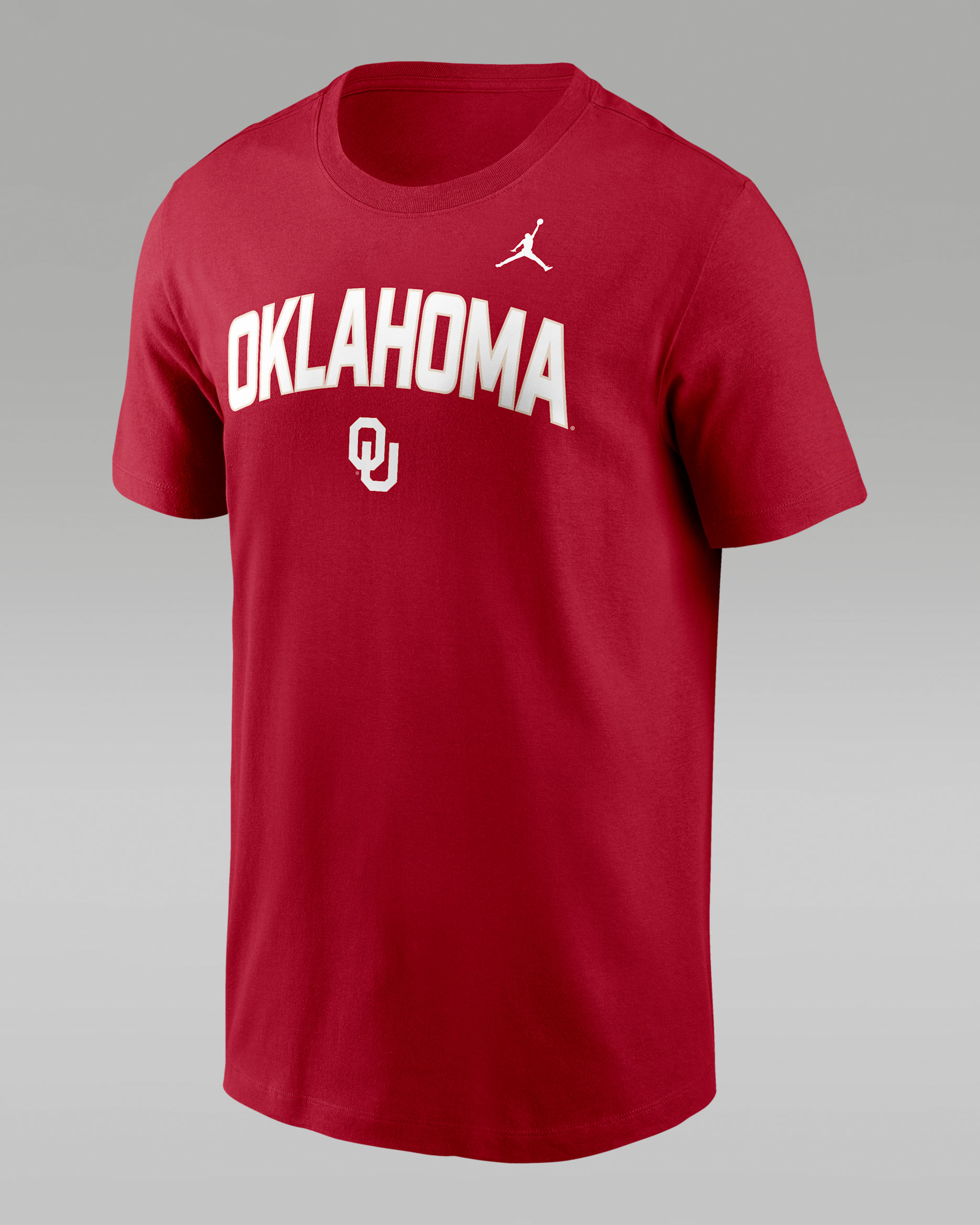 Oklahoma Primetime Arch Stack Men's Jordan Brand College T-Shirt - Crimson