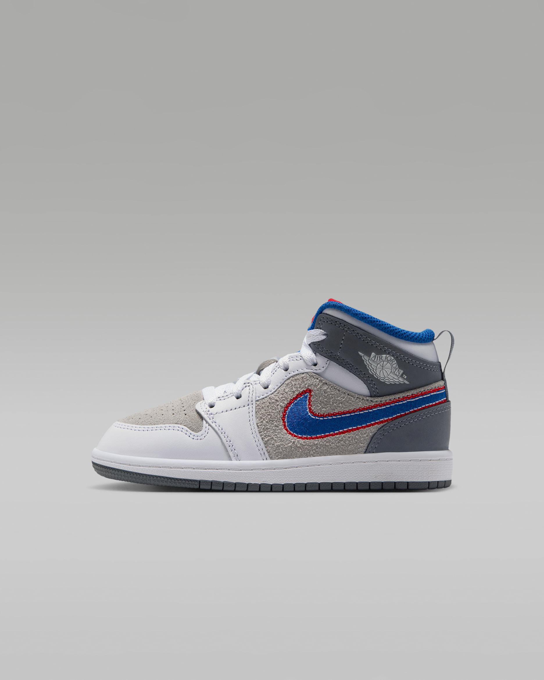 Jordan 1 Mid SE "Hare" Zapatillas - Niño/a pequeño/a - Light Smoke Grey/University Red/Cool Grey/Varsity Royal