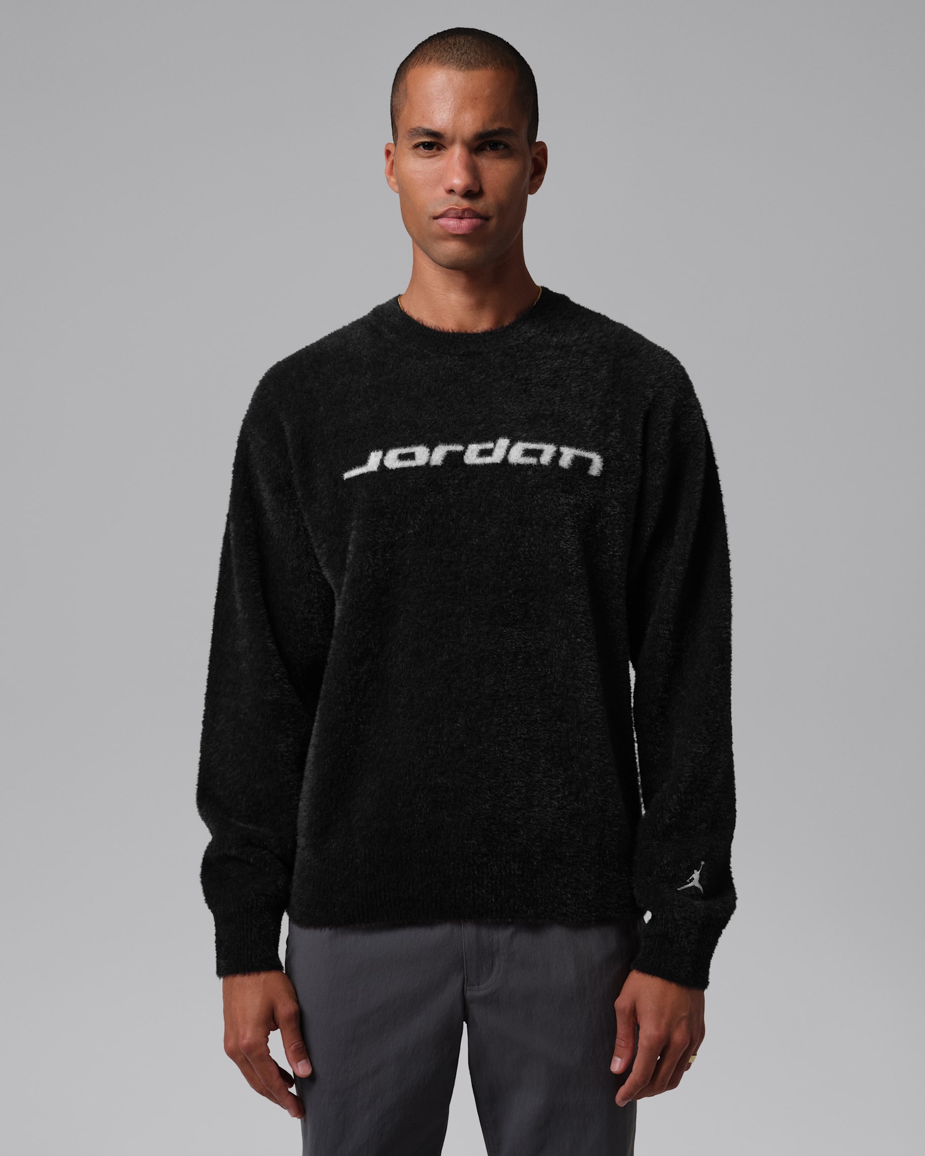 조던 플라이트 남성 모헤어 스웨터 - 블랙/세일