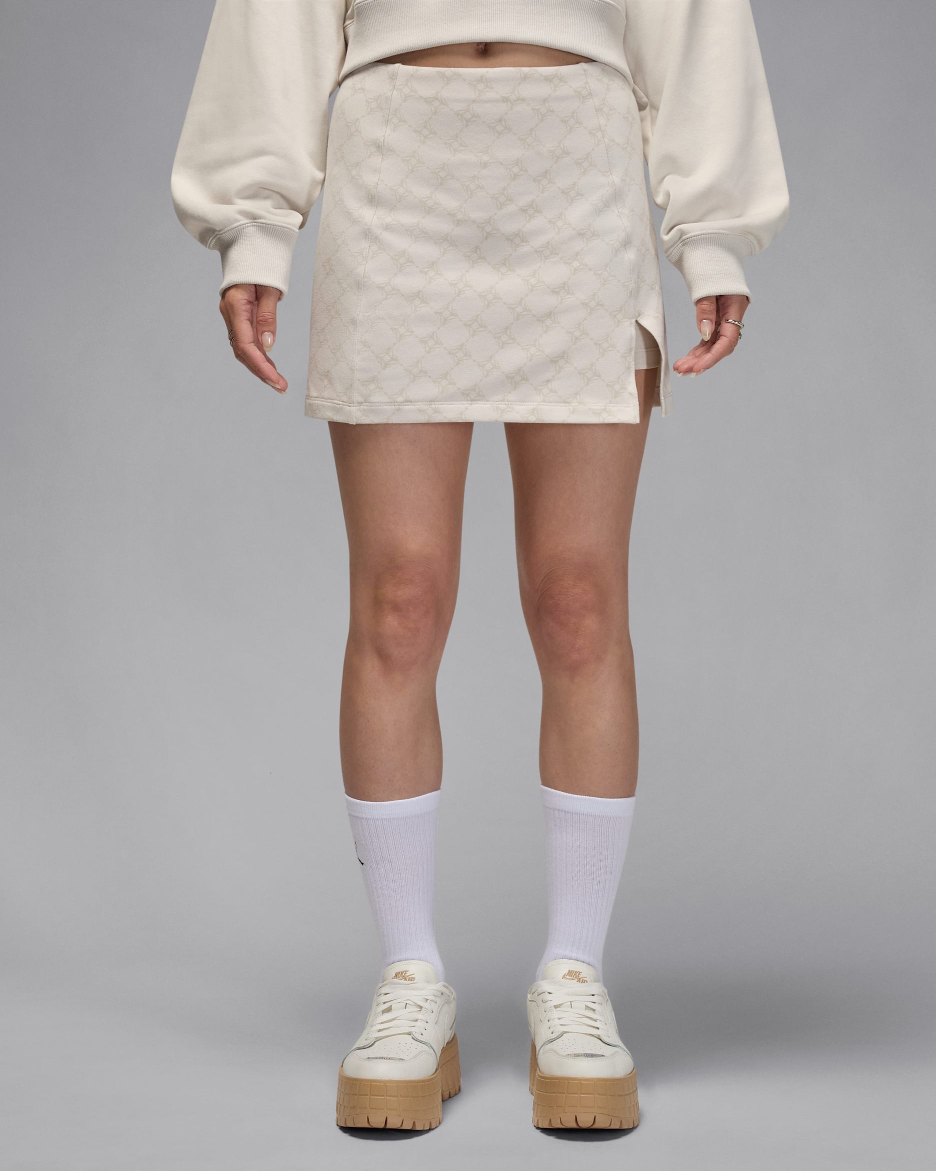 Jordan Brooklyn knit skortset - Light Orewood Brown/Wit