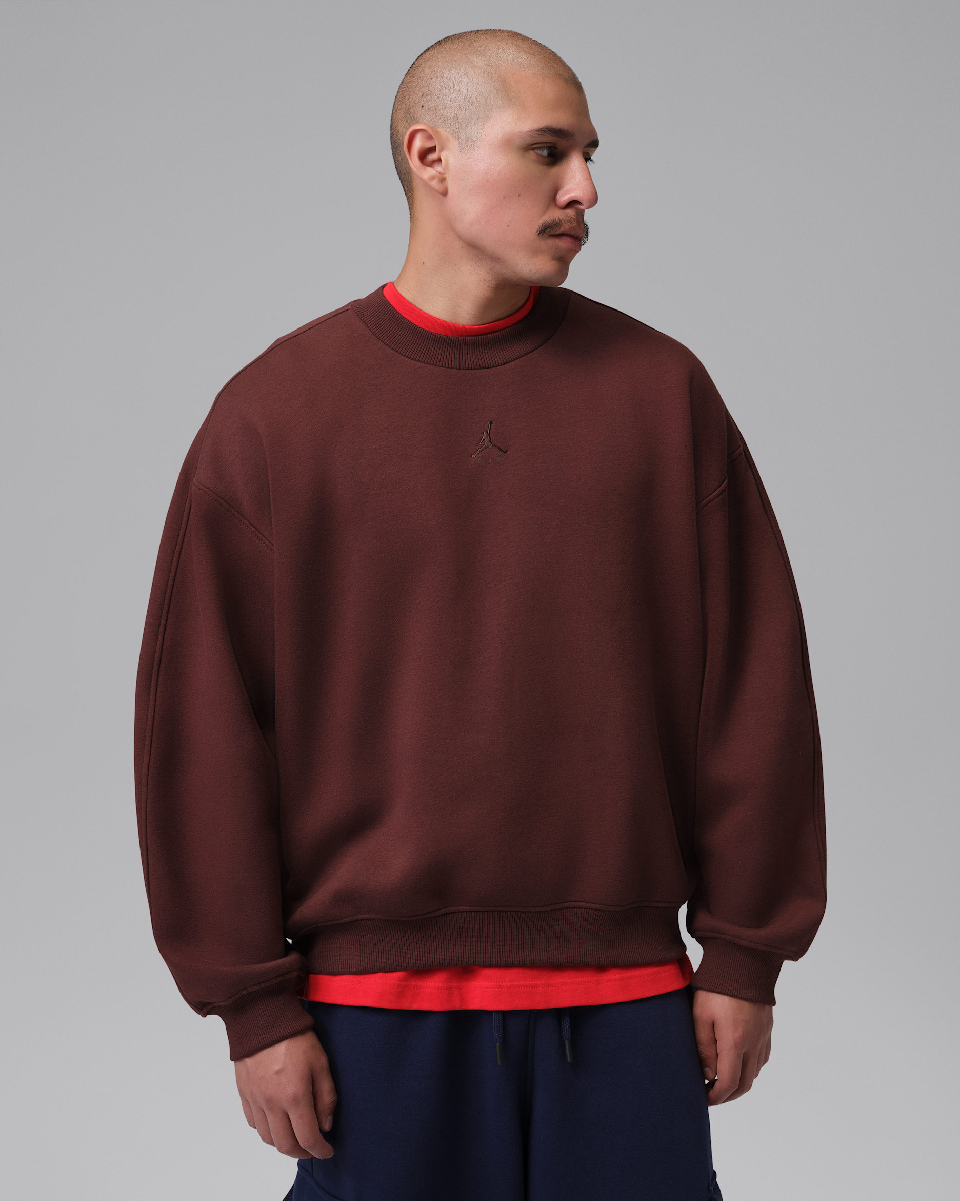 Jordan Brooklyn Men's Oversized Fleece Crew-Neck Sweatshirt - Bronze Eclipse/Earth