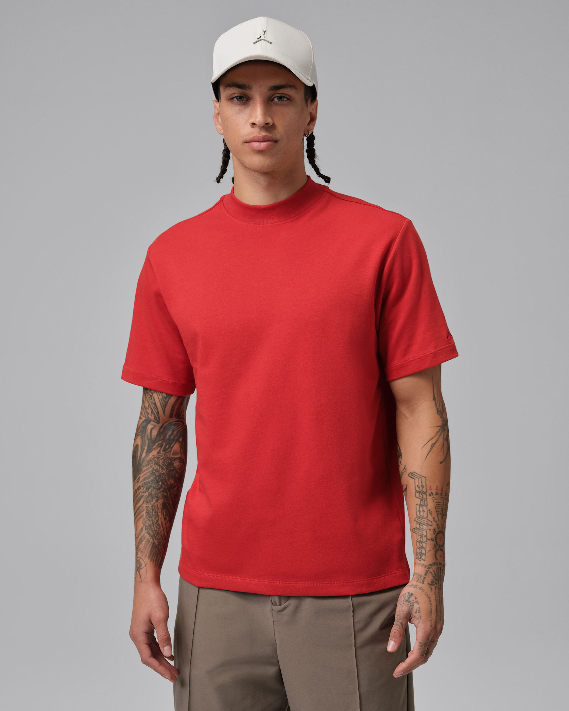 Jordan Sport Men's Dri-FIT Mock-Neck Golf Top - Mystic Red/Black