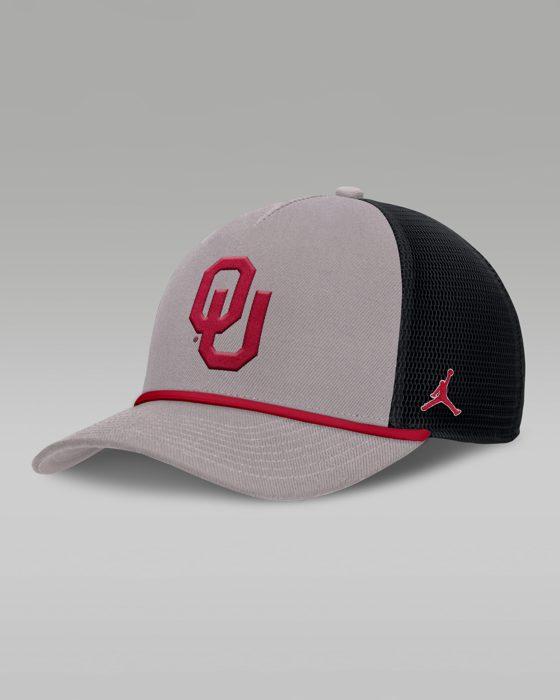 Oklahoma Primetime Rise Men's Jordan Brand College Trucker Adjustable Hat - Grey
