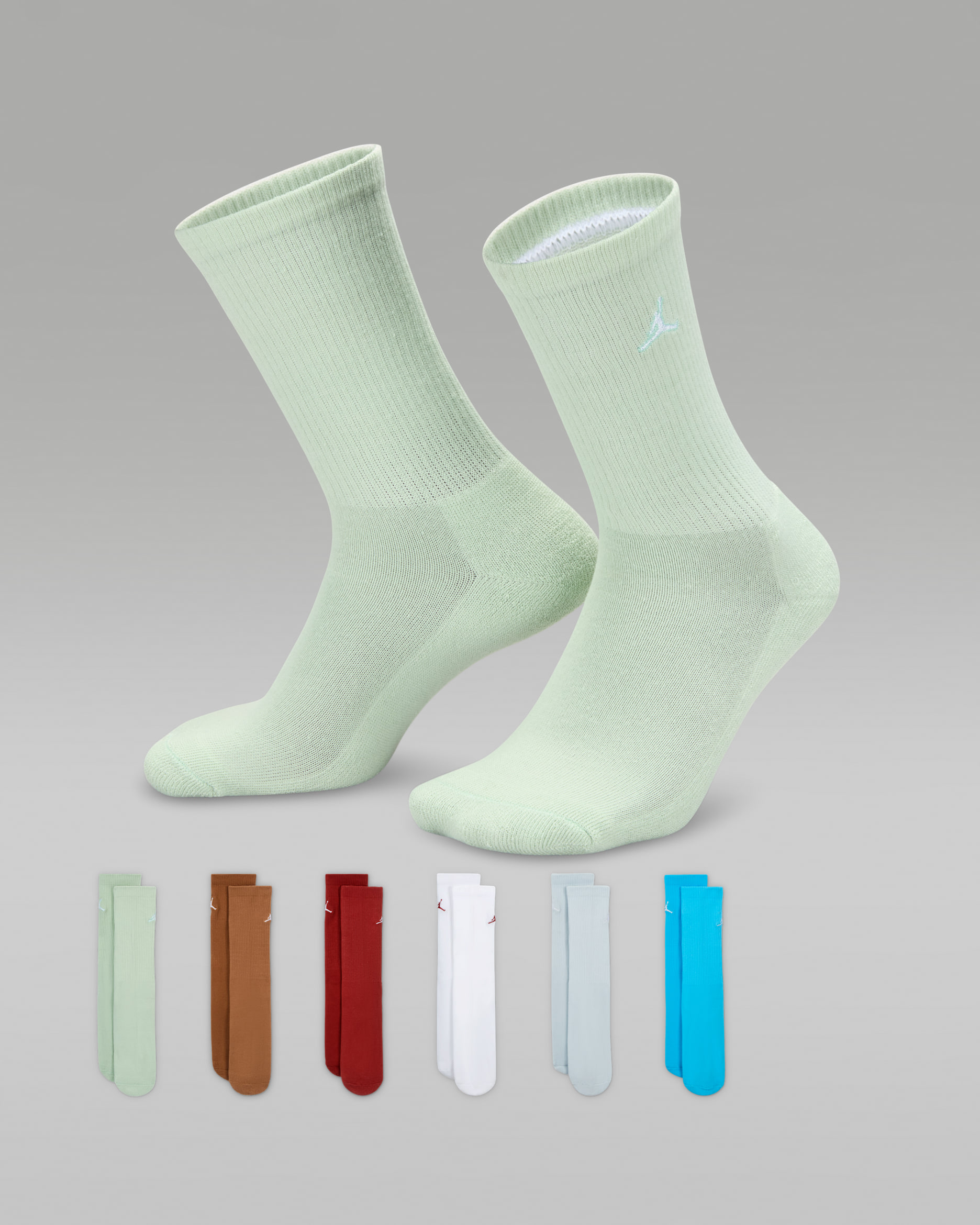 Jordan Everyday Essentials Big Kids' Crew Socks (6 Pairs) - Pure Platinum