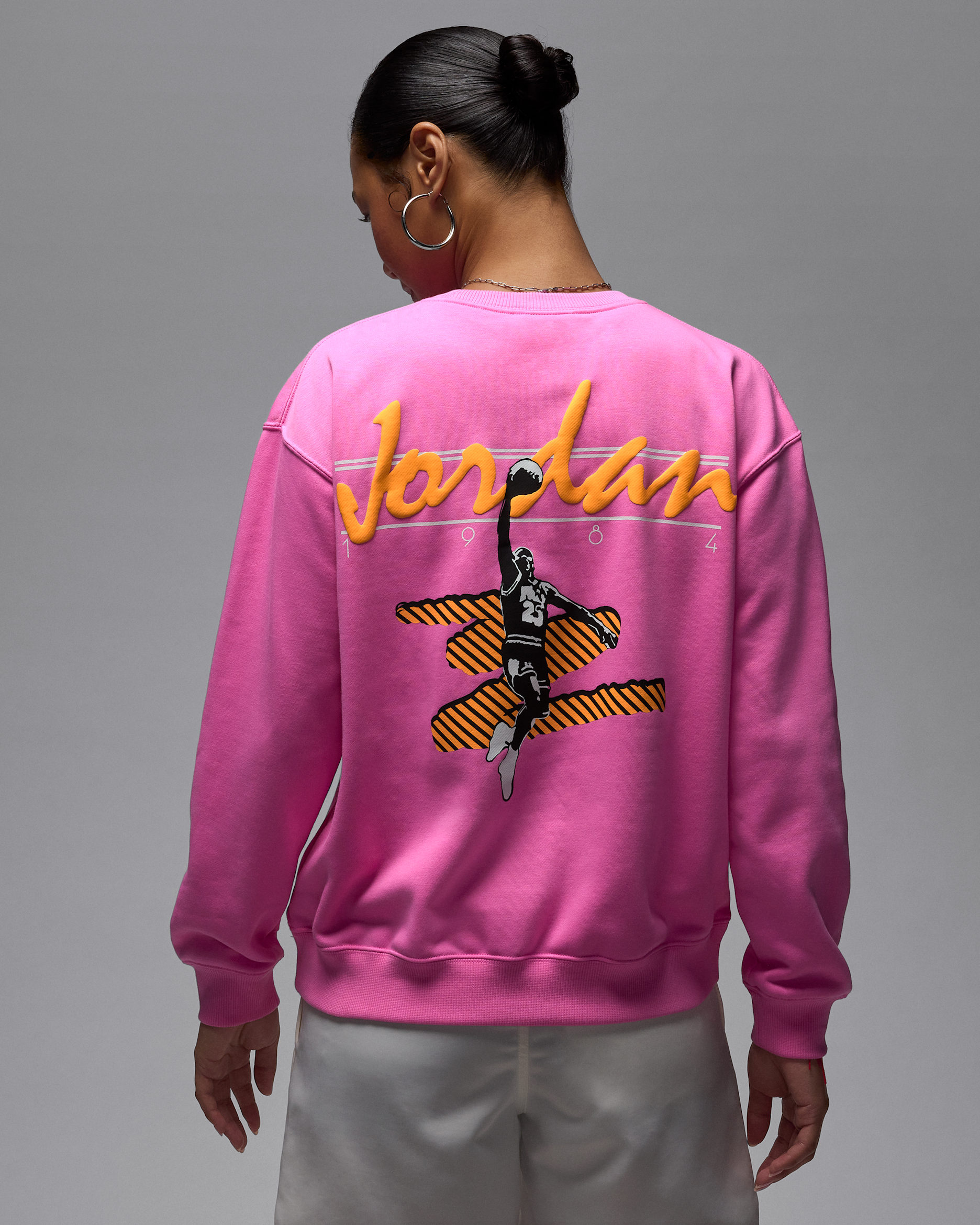 Sudadera de cuello redondo para mujer Jordan Brooklyn Fleece - Rosa alegre/Blanco