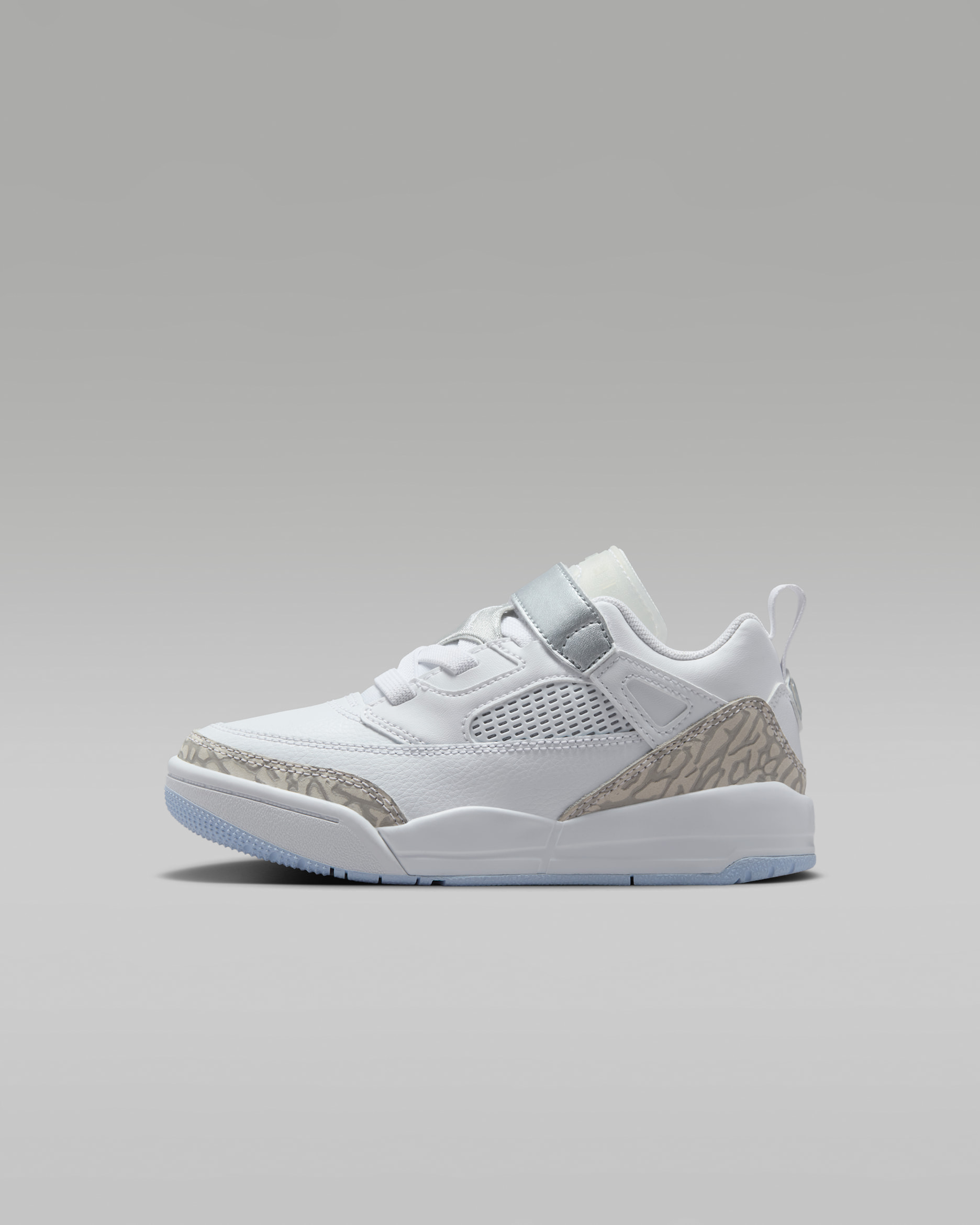 Jordan Spizike Low Younger Kids' Shoes - White/Metallic Silver/Barely Blue/Neutral Grey