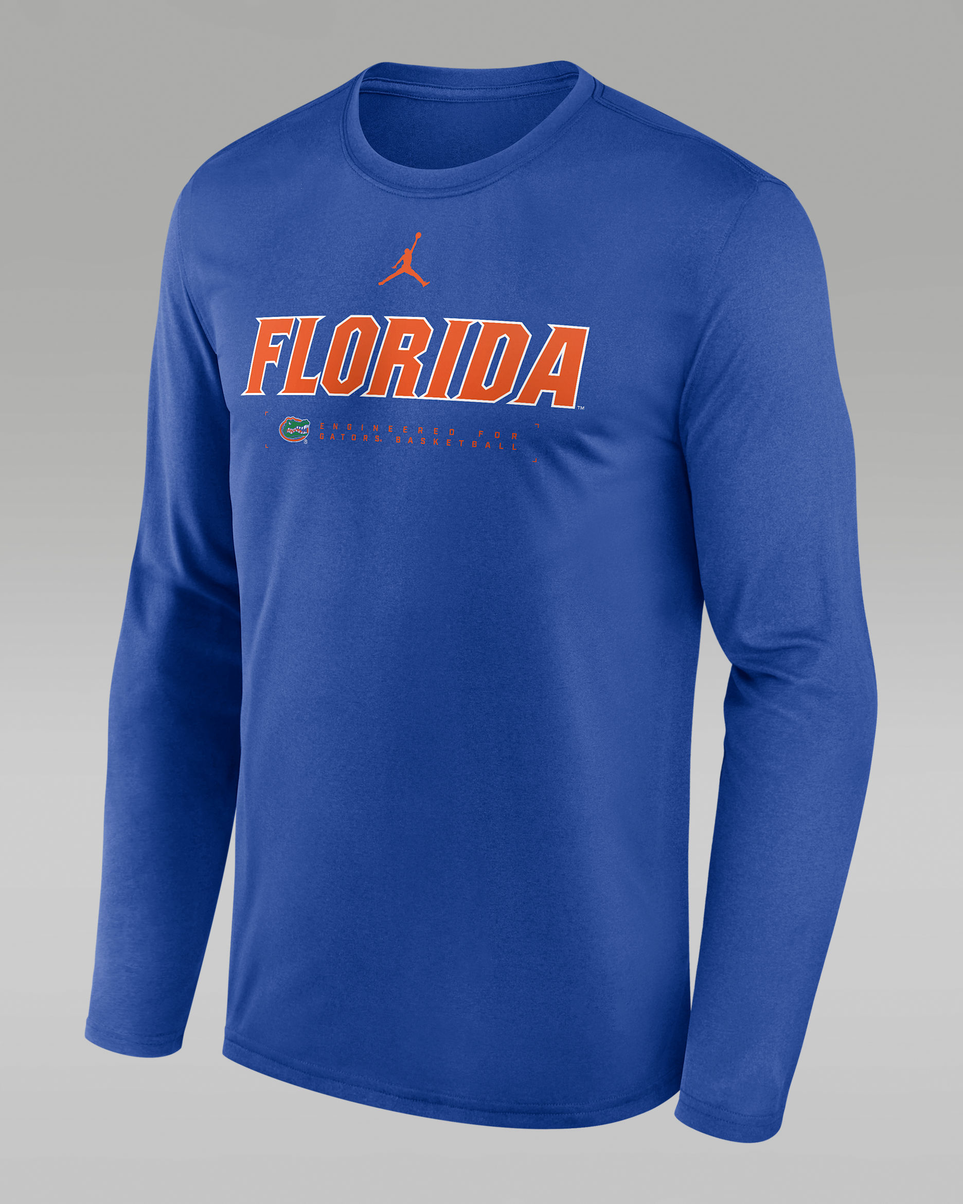 Playera universitaria de manga larga marca Jordan Dri-FIT para hombre Florida Courtside Basketball Shootaround Legend - Royal