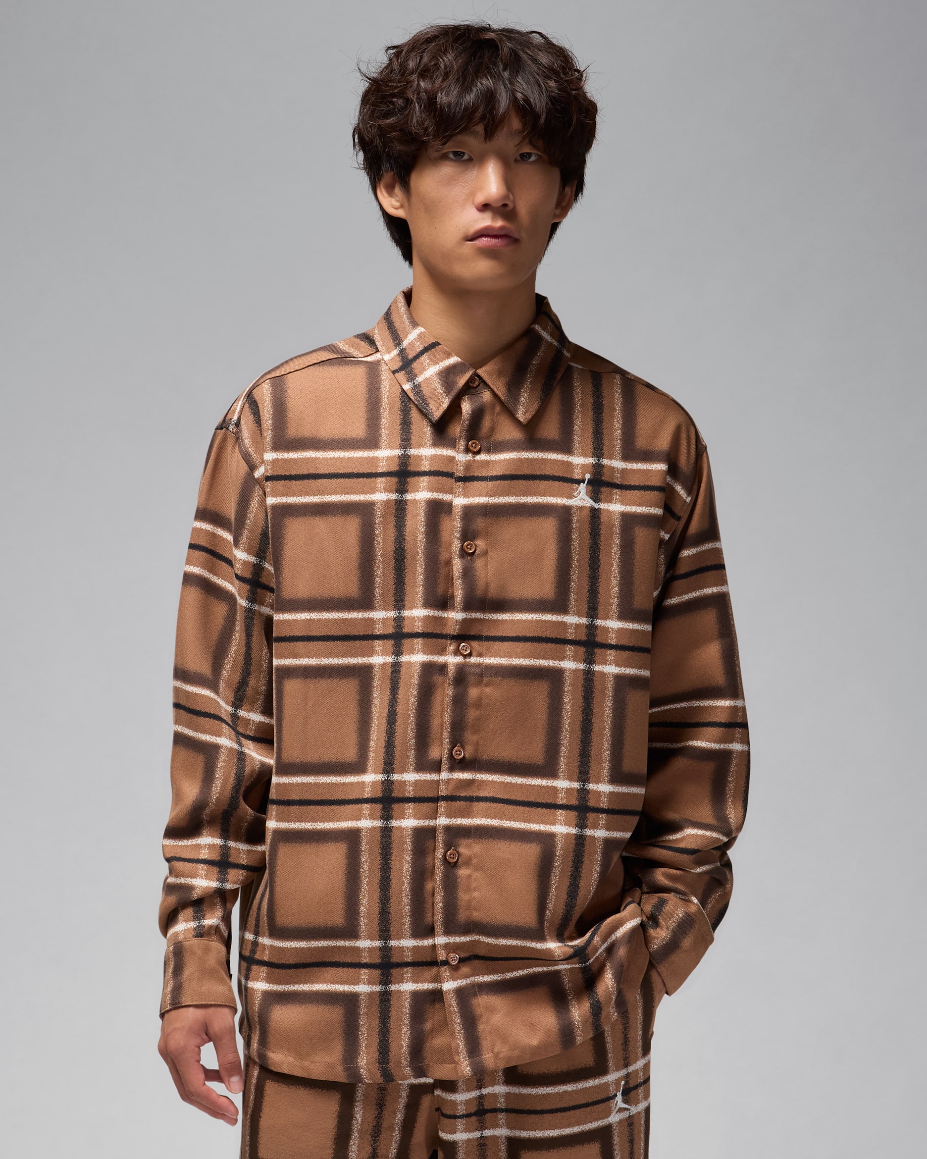 ジョーダン エッセンシャル メンズ プレイド フランネル トップ - アーキオブラウン/セイル