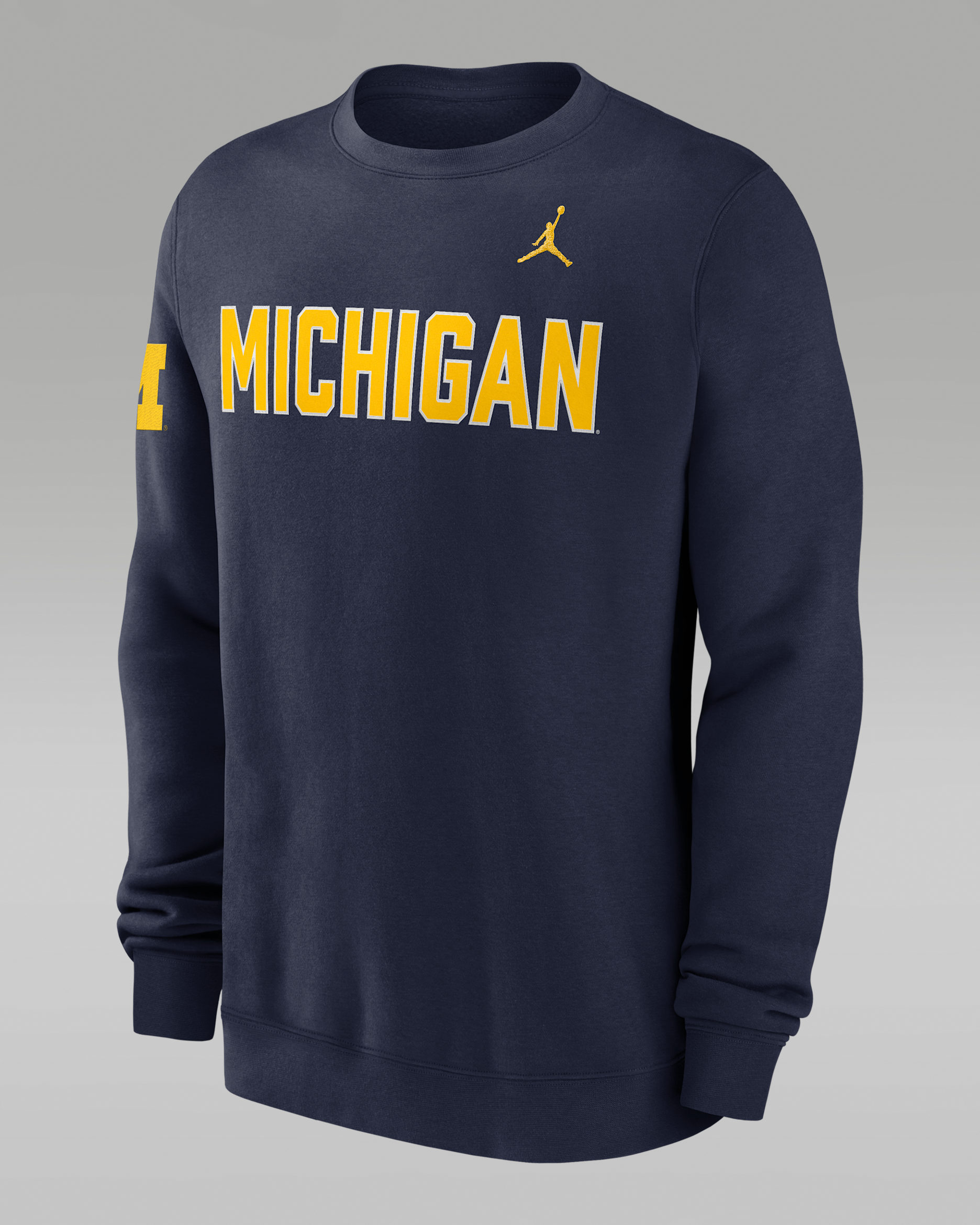 Michigan Sideline Club Men's Jordan Brand College Pullover Crew - College Navy