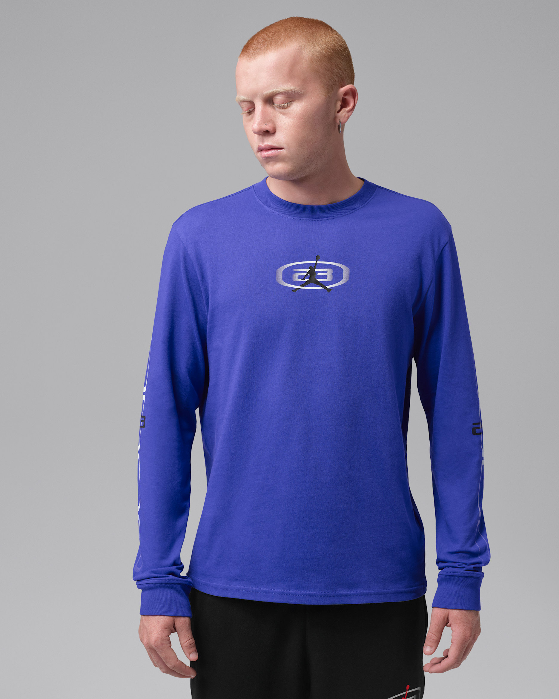 Jordan Sport Men's Dri-FIT Long-Sleeve T-Shirt - Light Concord/Black