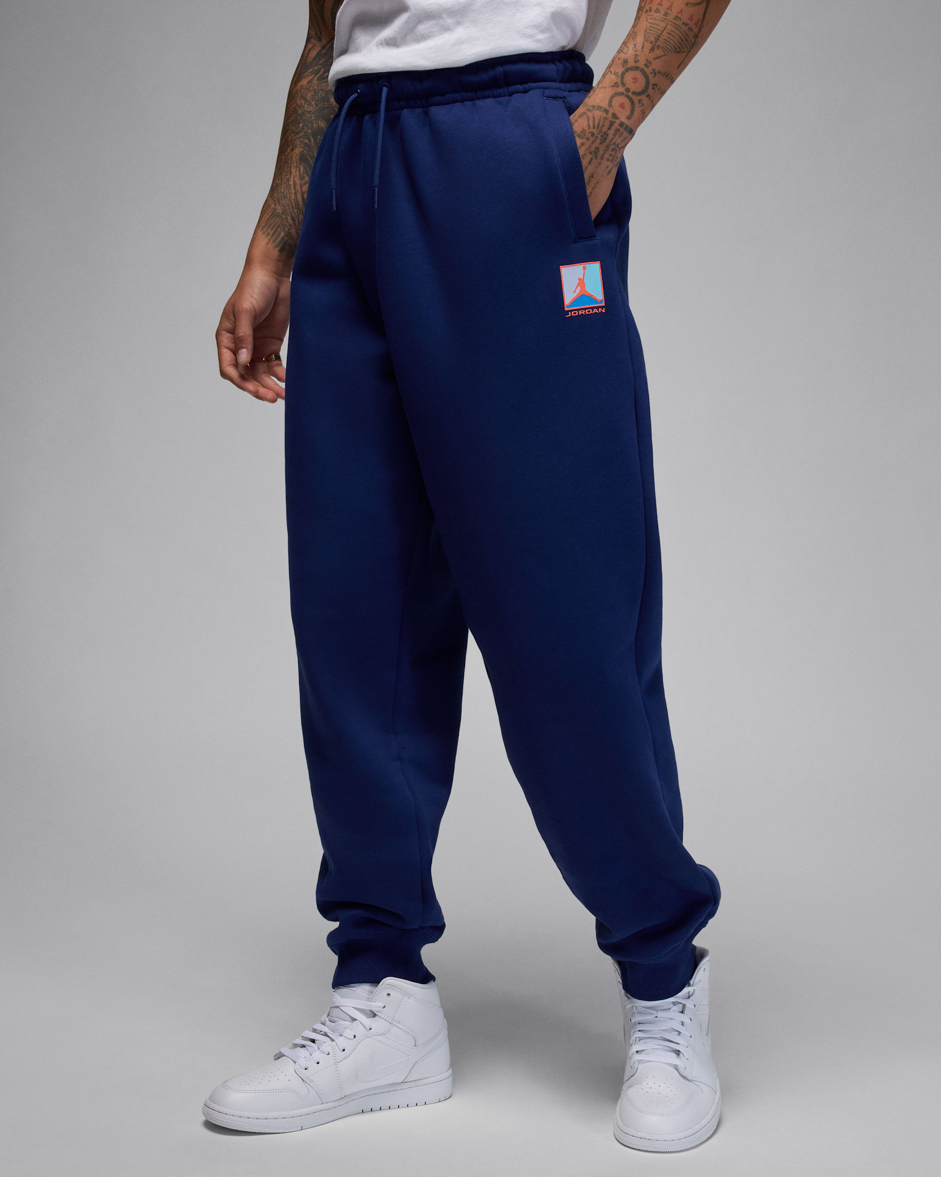 Jordan Brooklyn Fleece Men's Trousers - Blue Void/Hot Lava