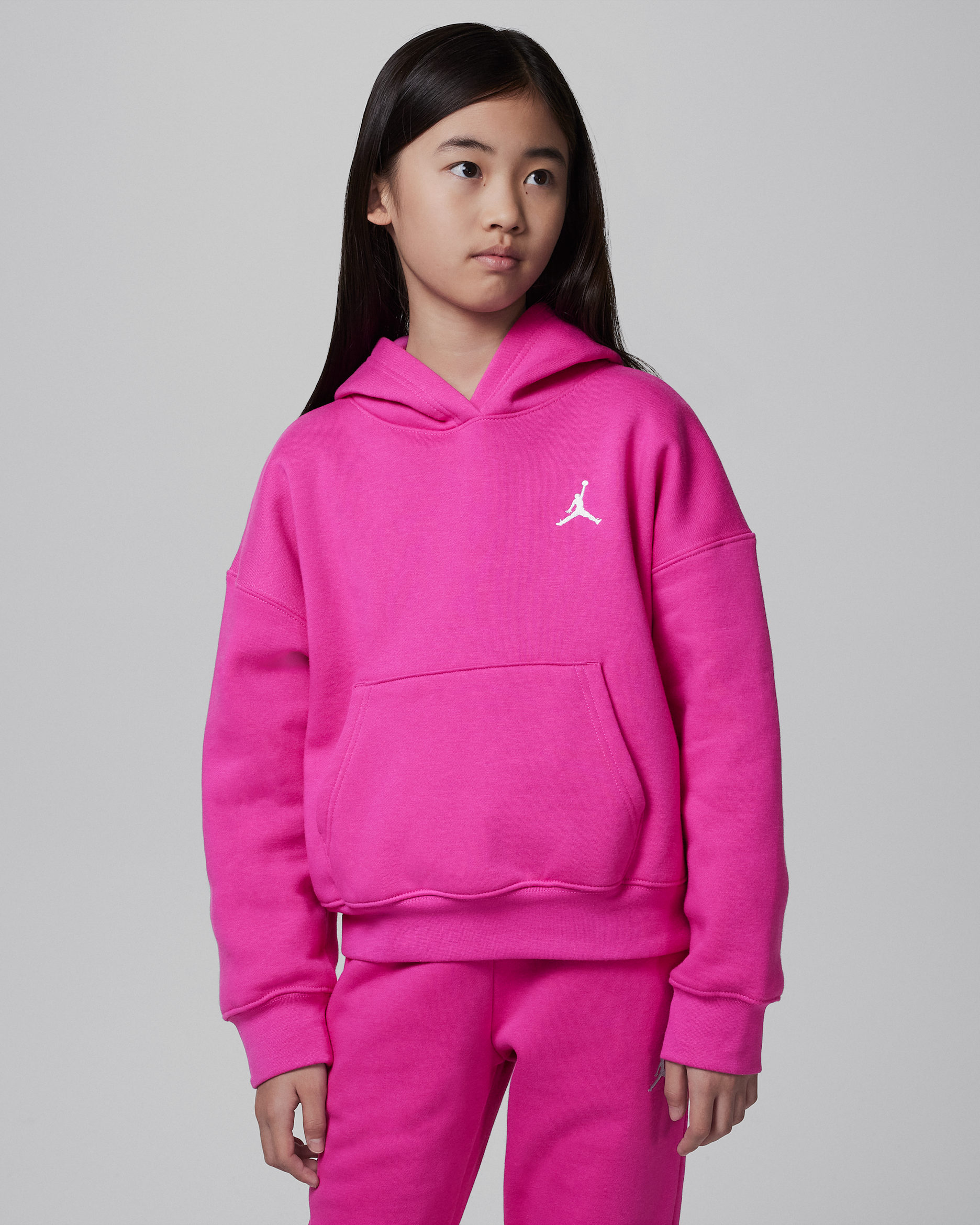Jordan Brooklyn Essentials Big Kids' Pullover Hoodie - Fire Pink