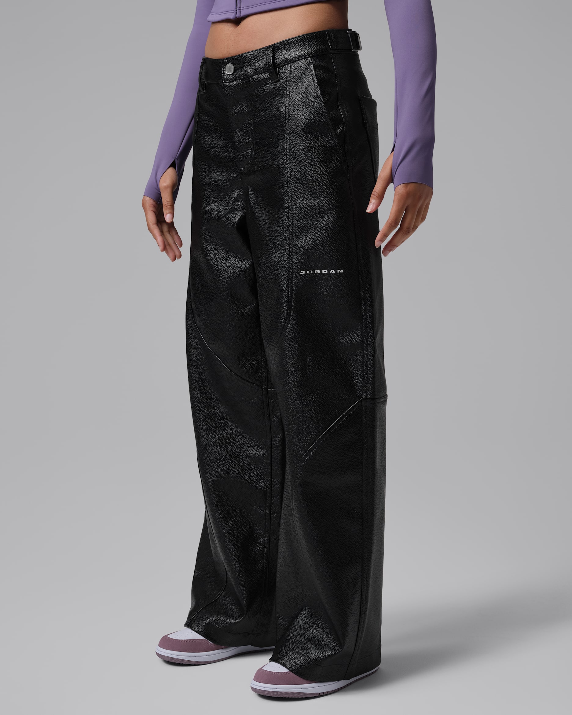 Jordan Flight Women's Faux-Leather Baggy Pants - Black