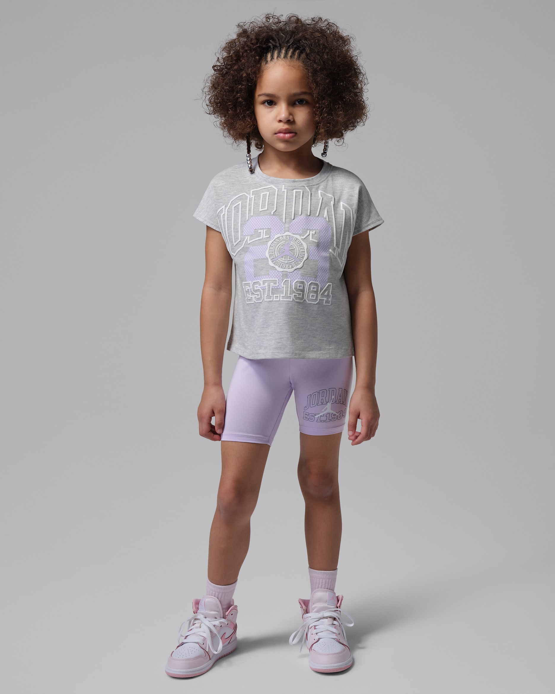 Jordan Younger Kids' Boxy T-Shirt and Cycling Shorts Set - Violet Mist