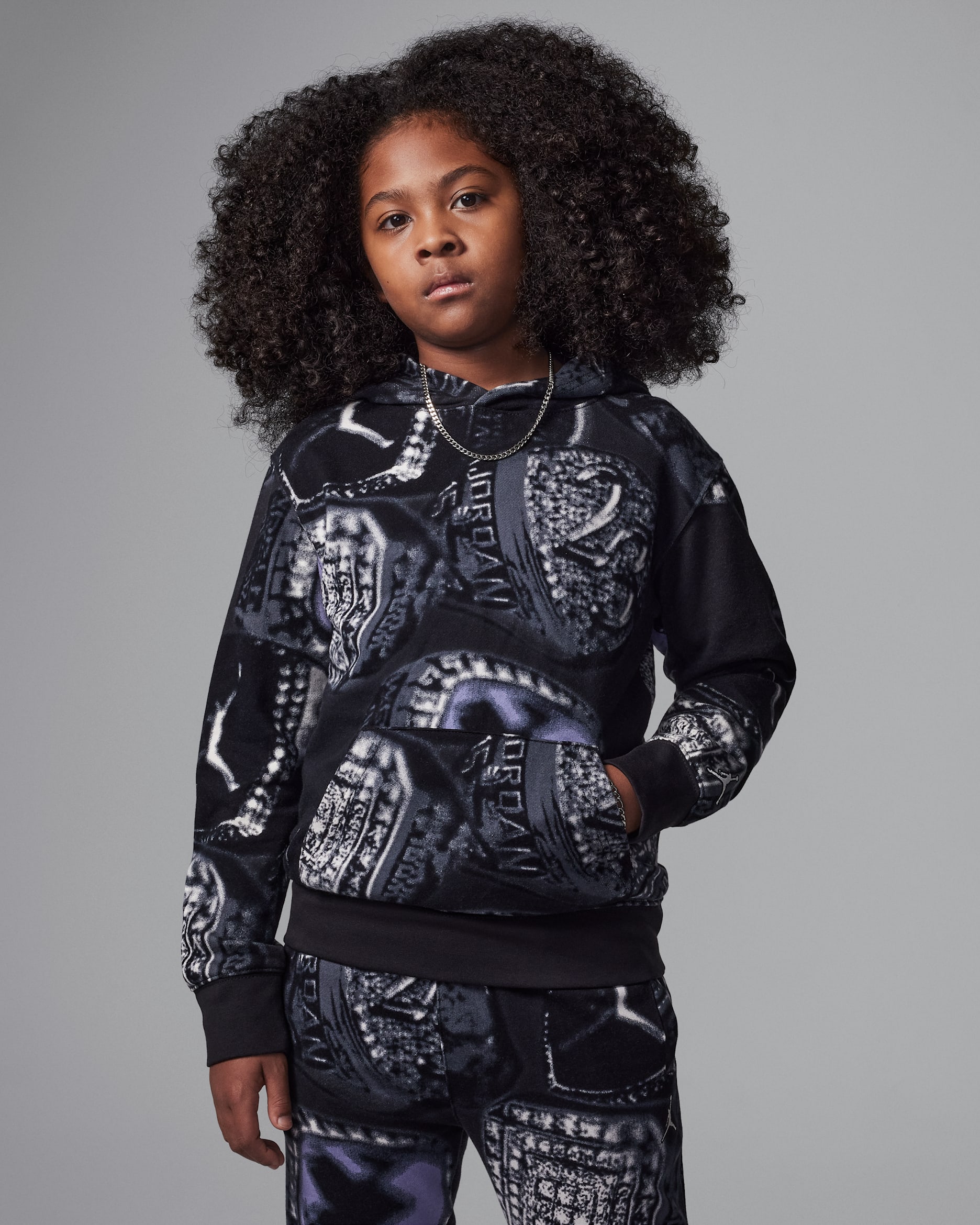 Sudadera con gorro de French Terry estampada para niños talla grande Jordan - Sombrío apagado