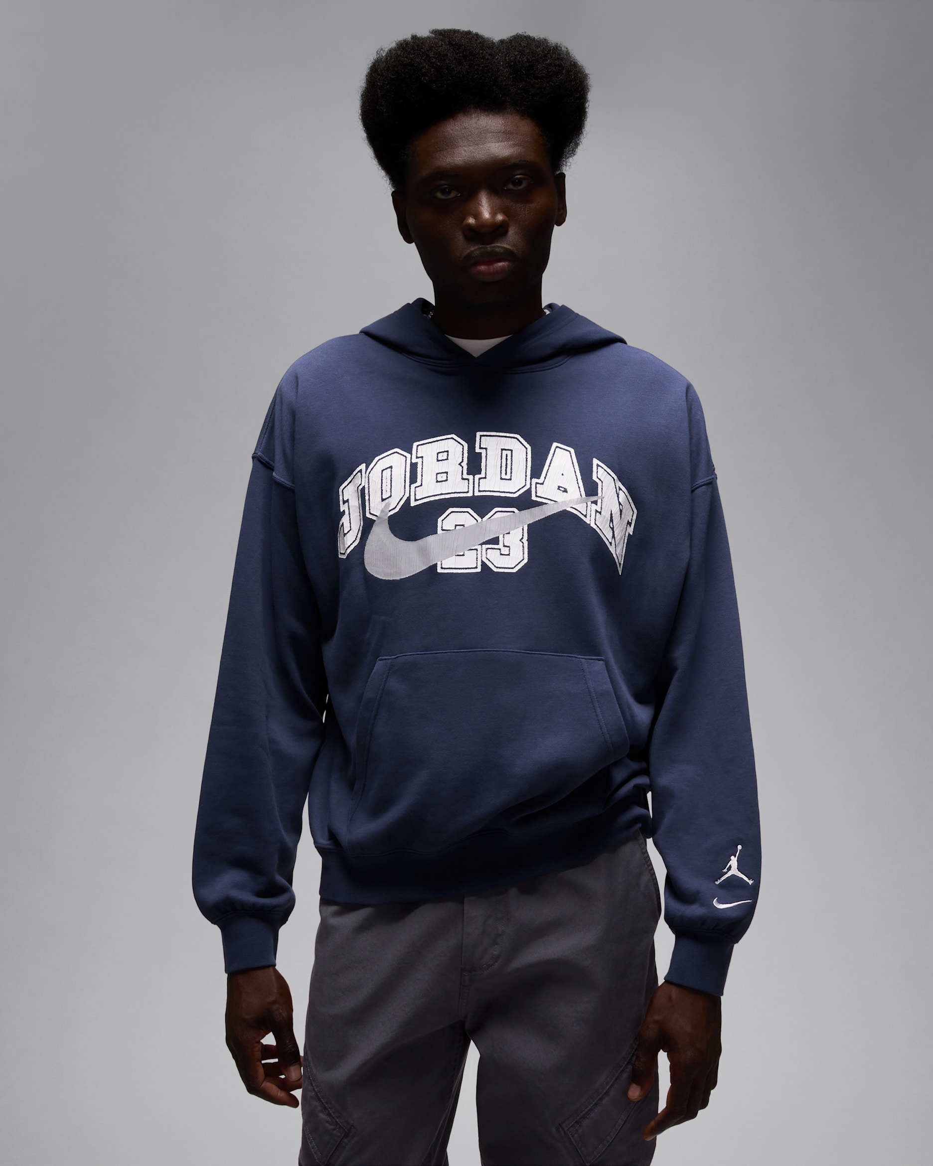 Felpa pullover oversize in French Terry con cappuccio Jordan MVP – Uomo - Midnight Navy/Light Smoke Grey