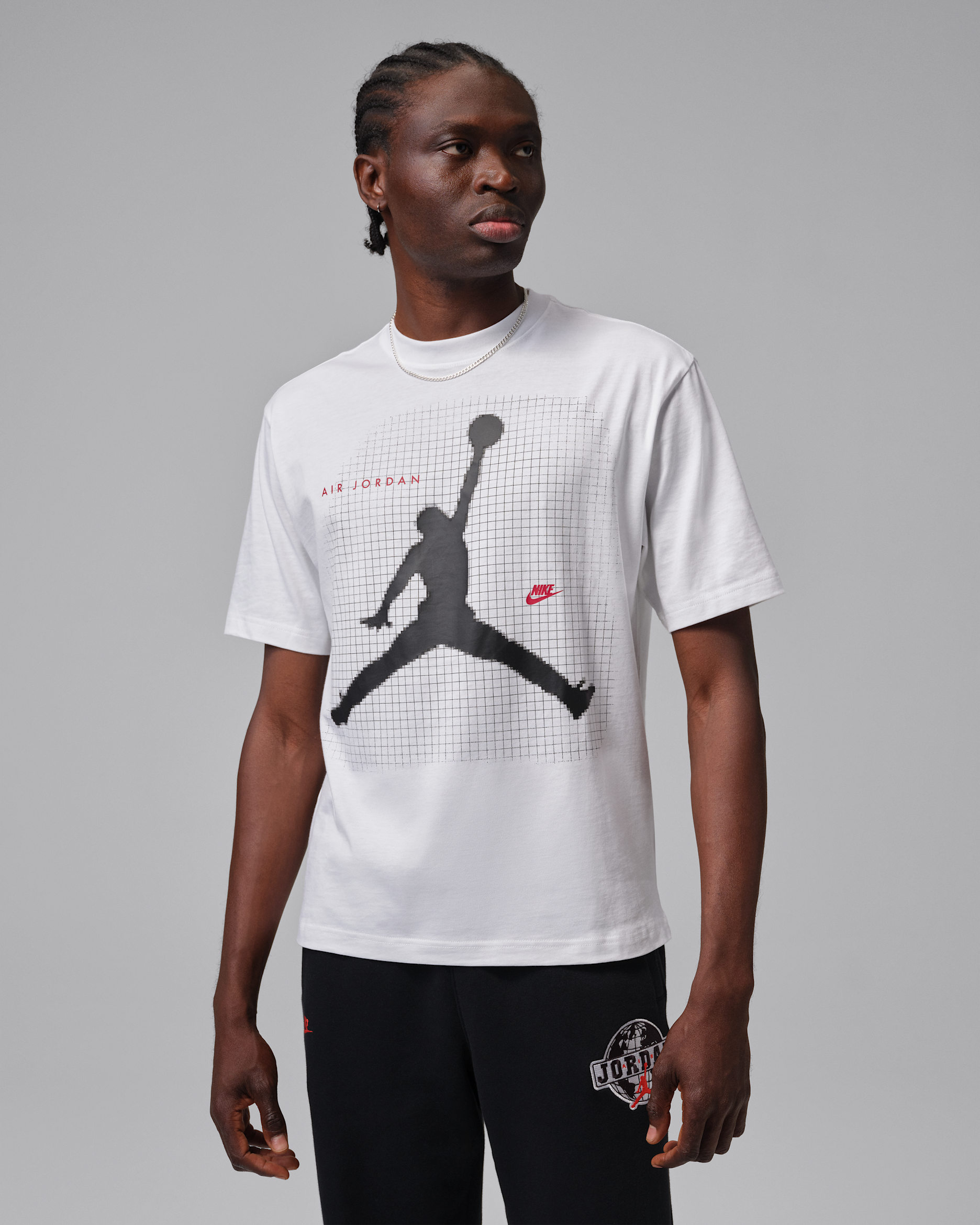 Playera con gráfico para hombre Jordan - Blanco/Negro/Rojo gimnasio