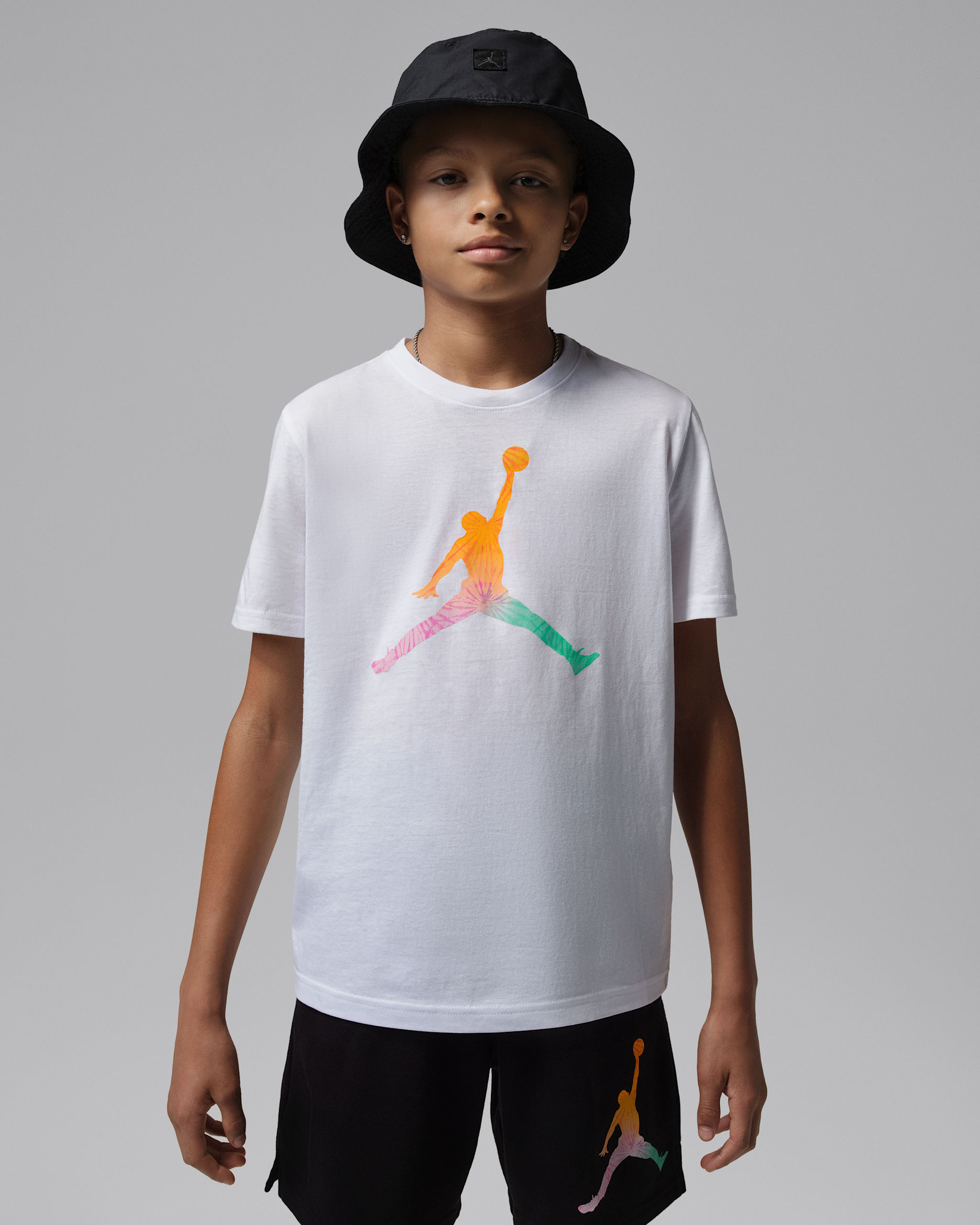 Jordan batikolt Jumpman póló nagyobb gyerekeknek - Fehér