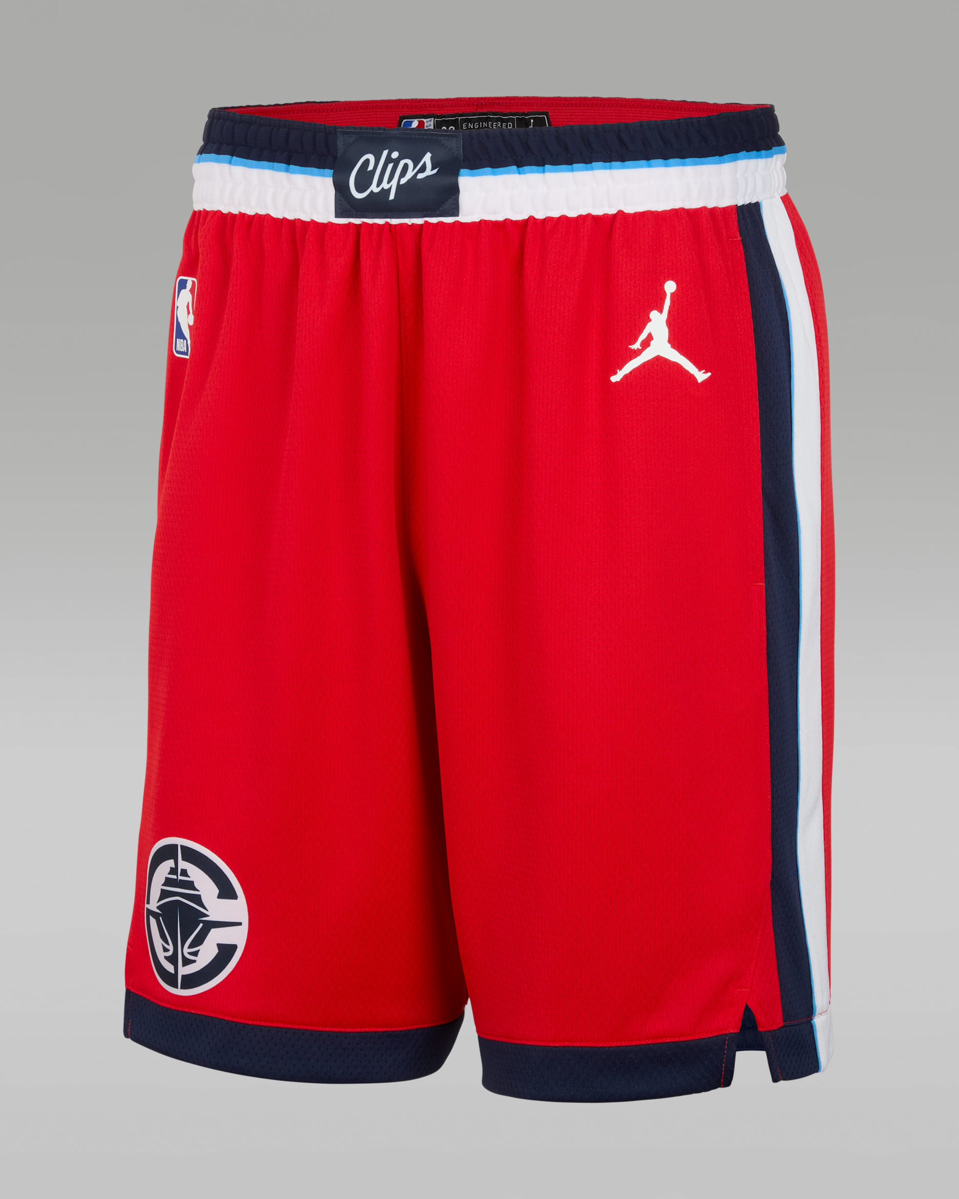 Shorts Jordan Dri-FIT de la NBA Swingman para hombre LA Clippers 2024/25 Statement Edition - Rojo universitario/Blanco