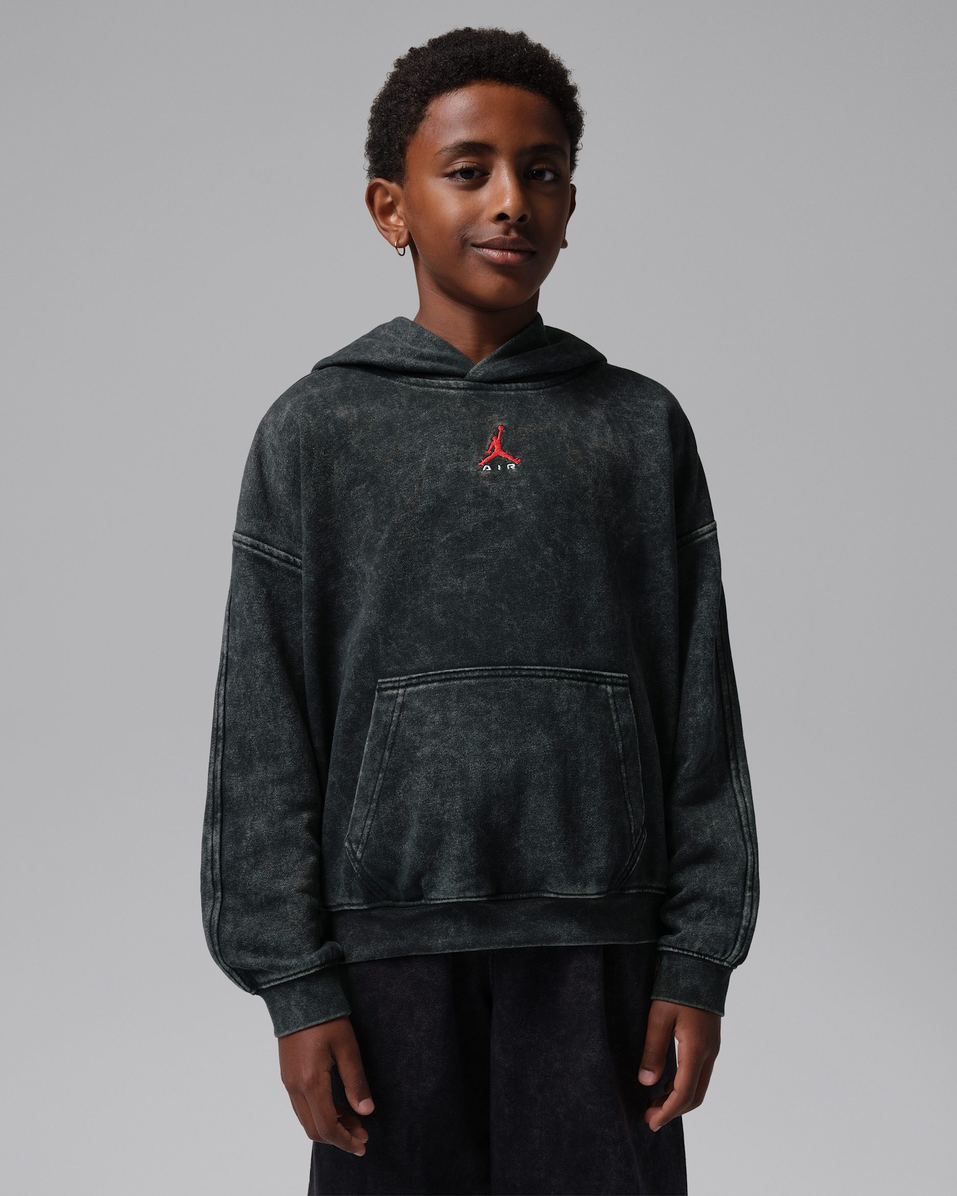 Jordan Big Kids' Acid Wash French Terry Pullover Hoodie - Black