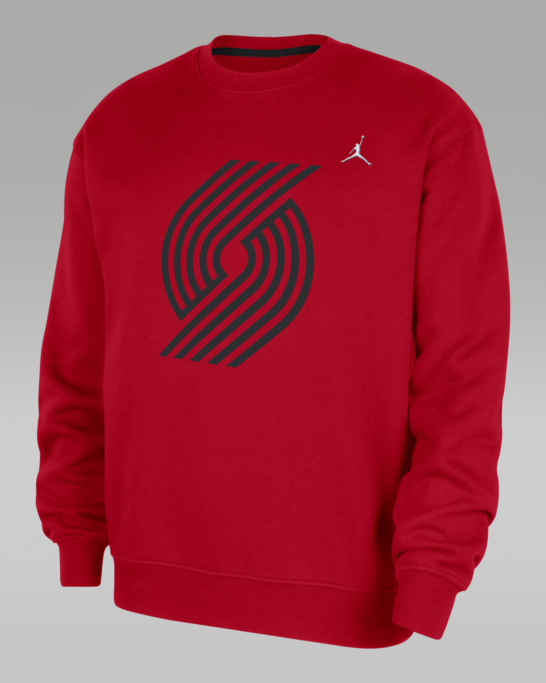 Portland Trail Blazers Statement Essentials Men's Jordan NBA Fleece Crew-Neck Sweatshirt - University Red/Black