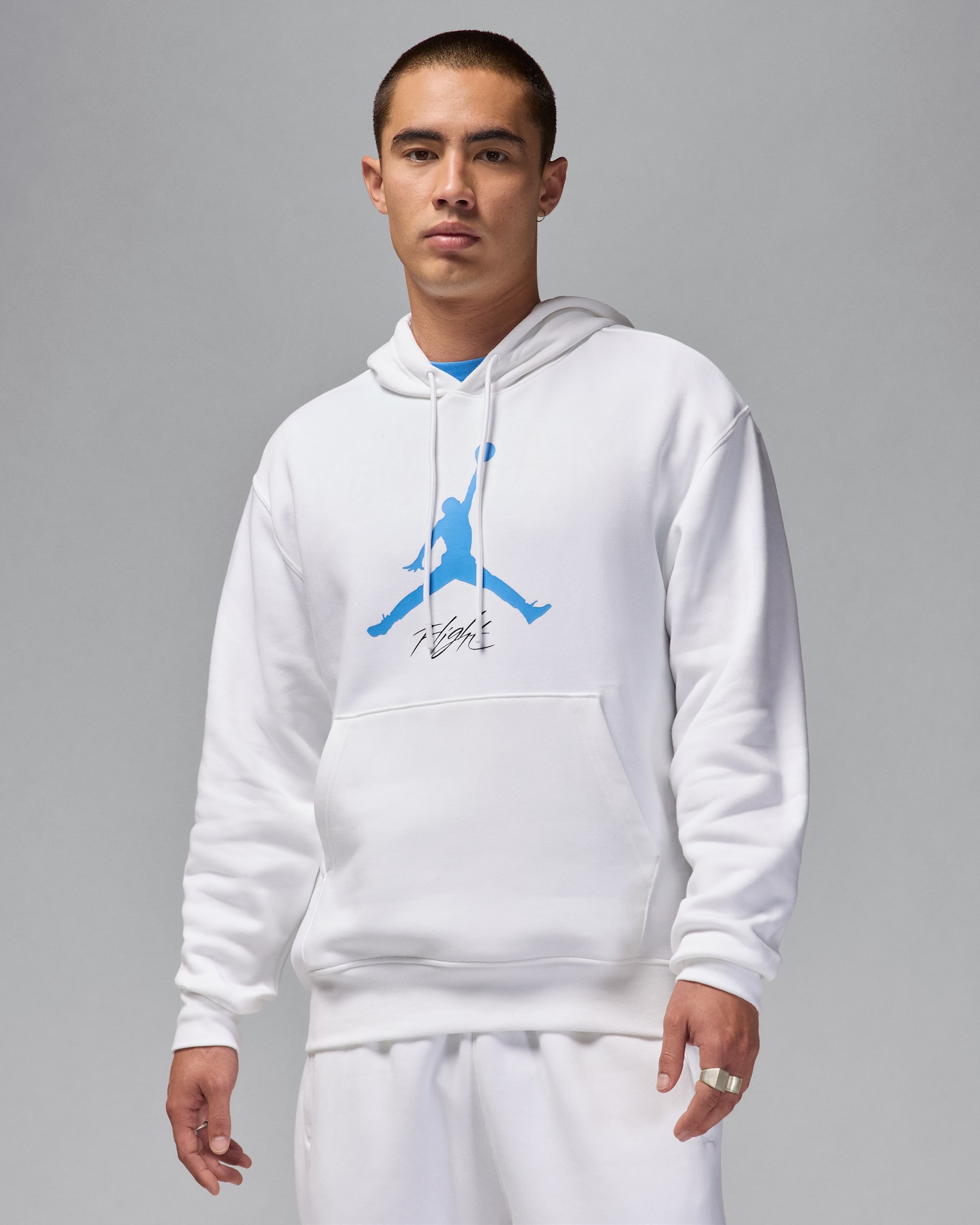 Jordan Essentials Men's Fleece Hoodie - White/Black/Legend Blue