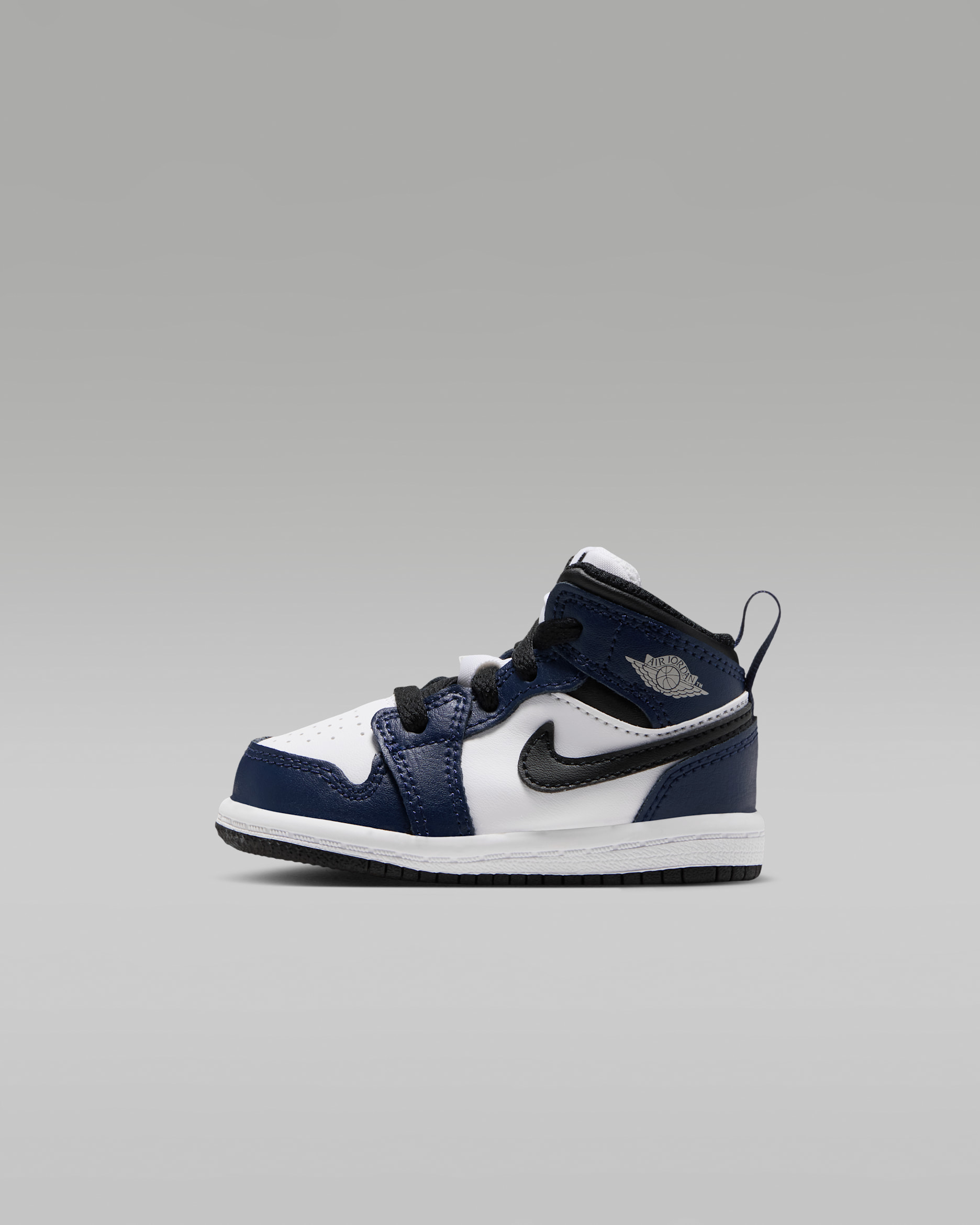 Jordan 1 Mid Baby/Toddler Shoes - White/College Navy/White/Tech Grey