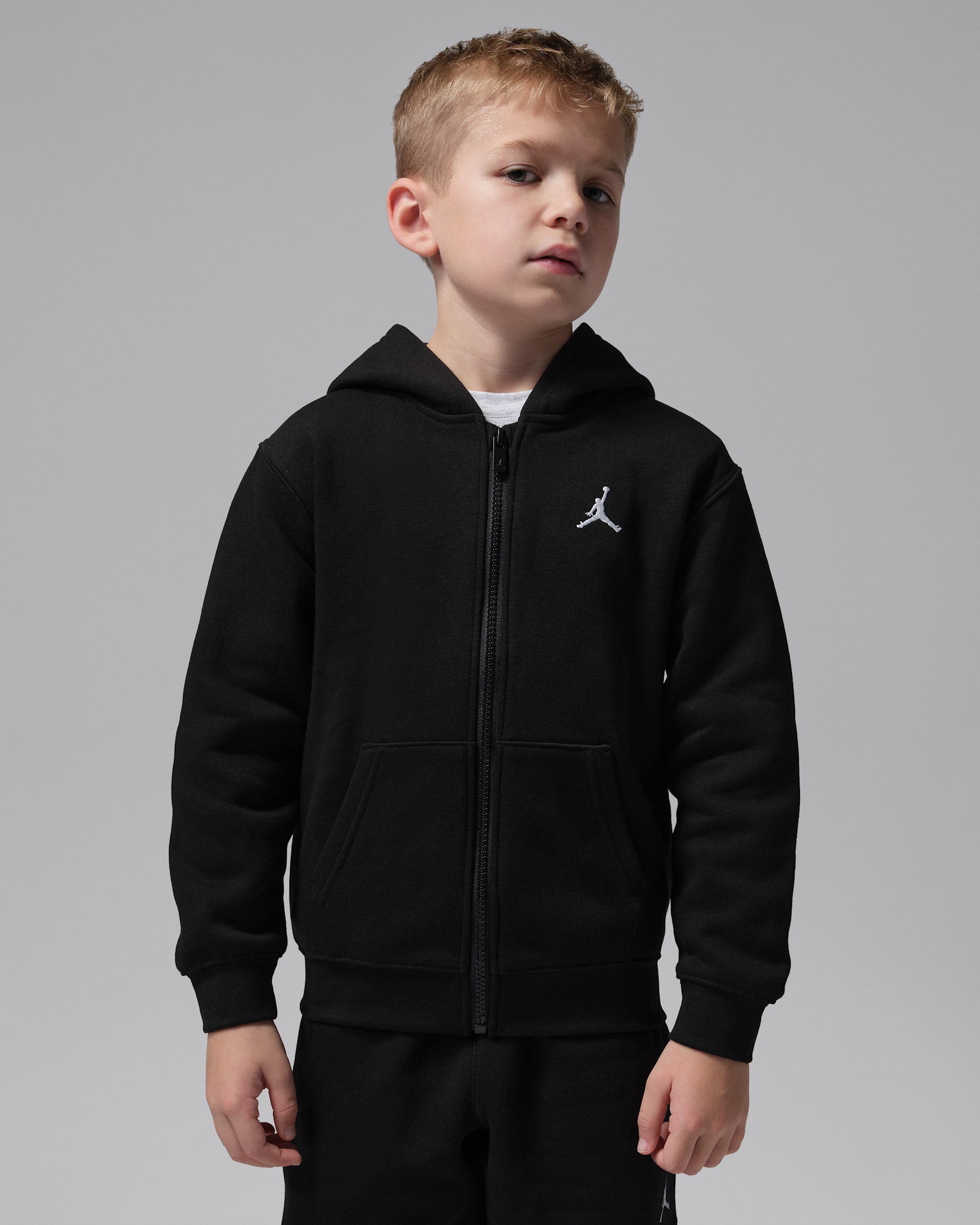 Jordan Brooklyn Fleece Little Kids' Full-Zip Hoodie - Black