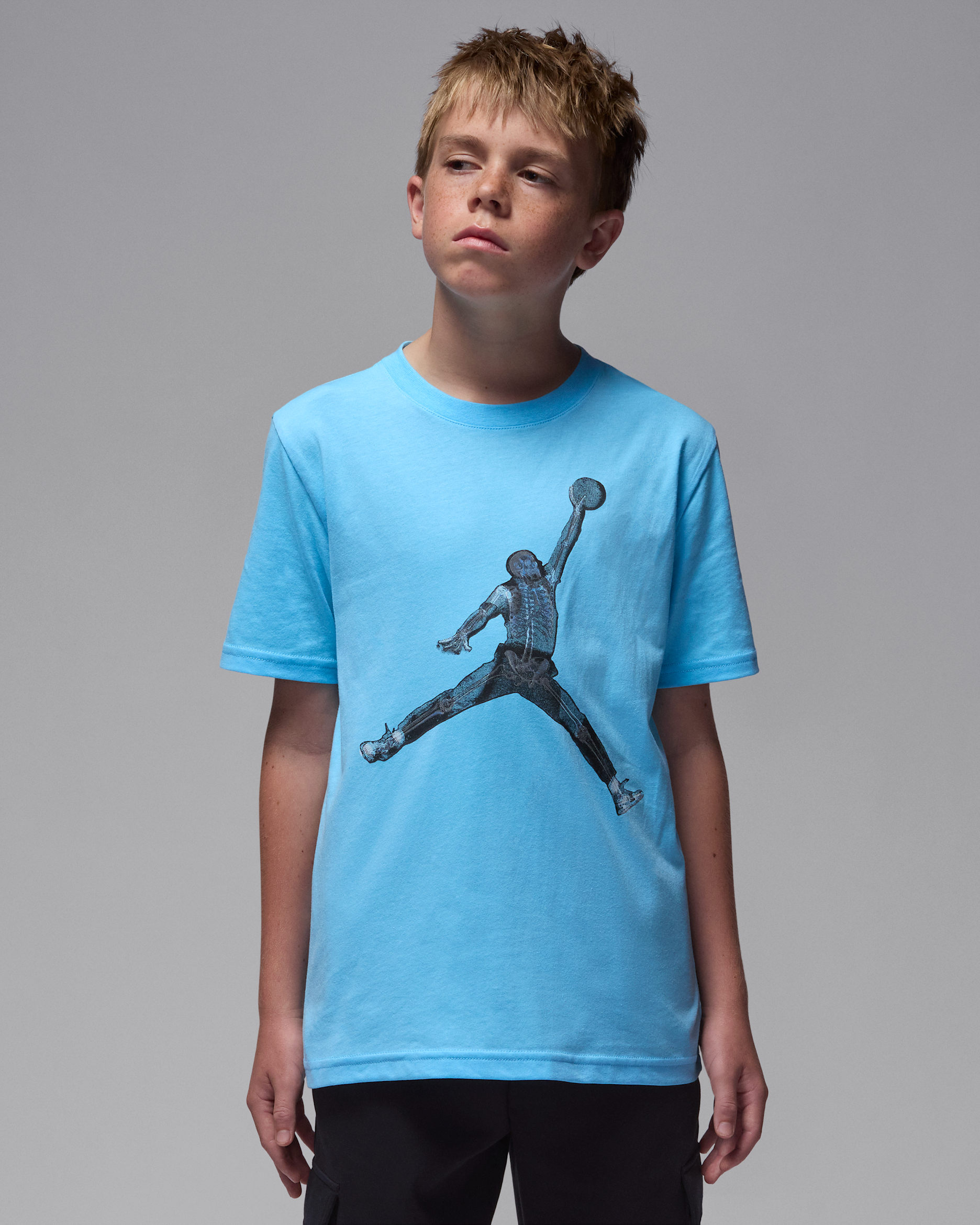 Jordan Big Kids' Skeleton Jumpman T-Shirt - Blue Chill
