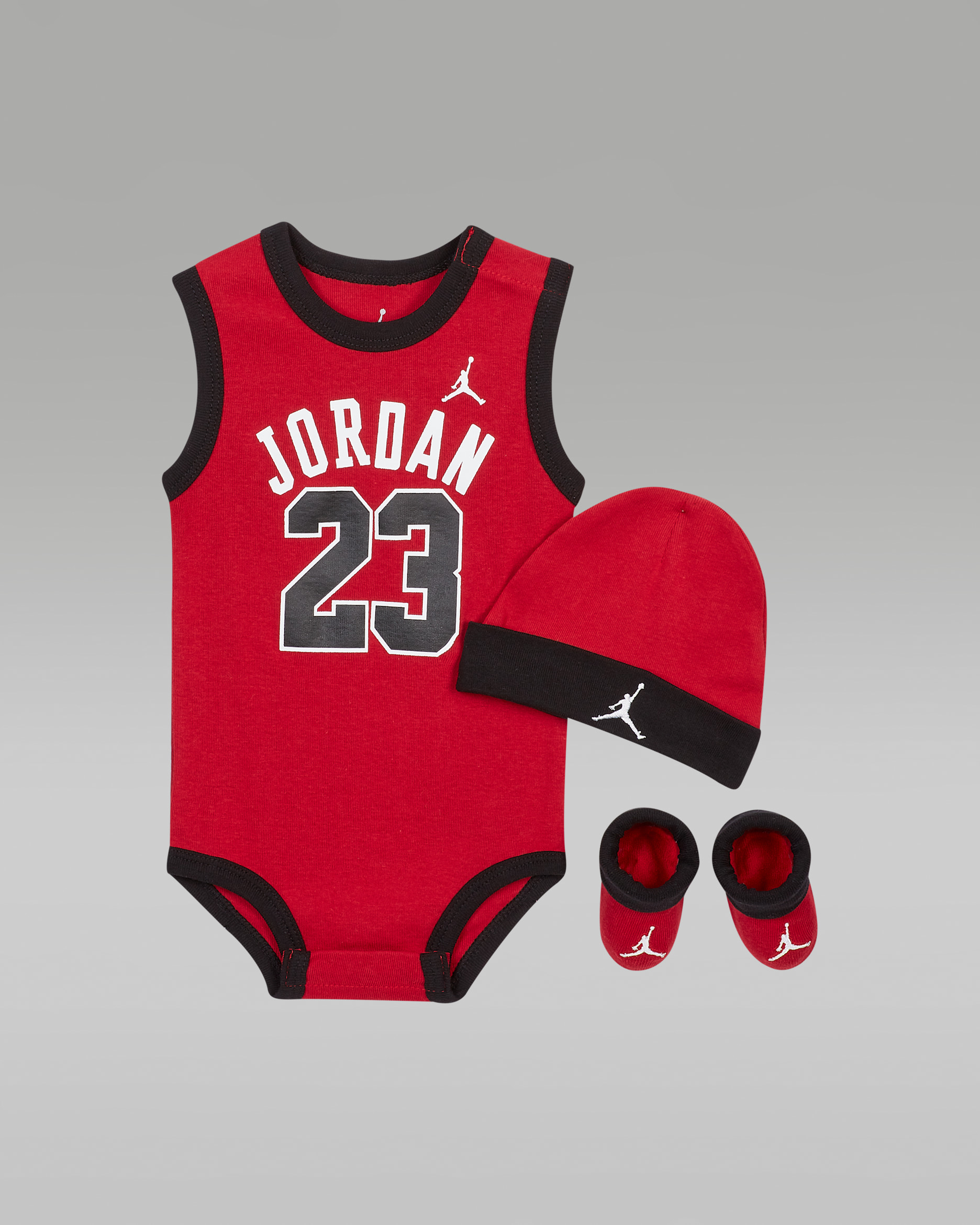 Conjunto de body, gorro y botines para bebé Jordan Jumpman - Rojo gimnasio