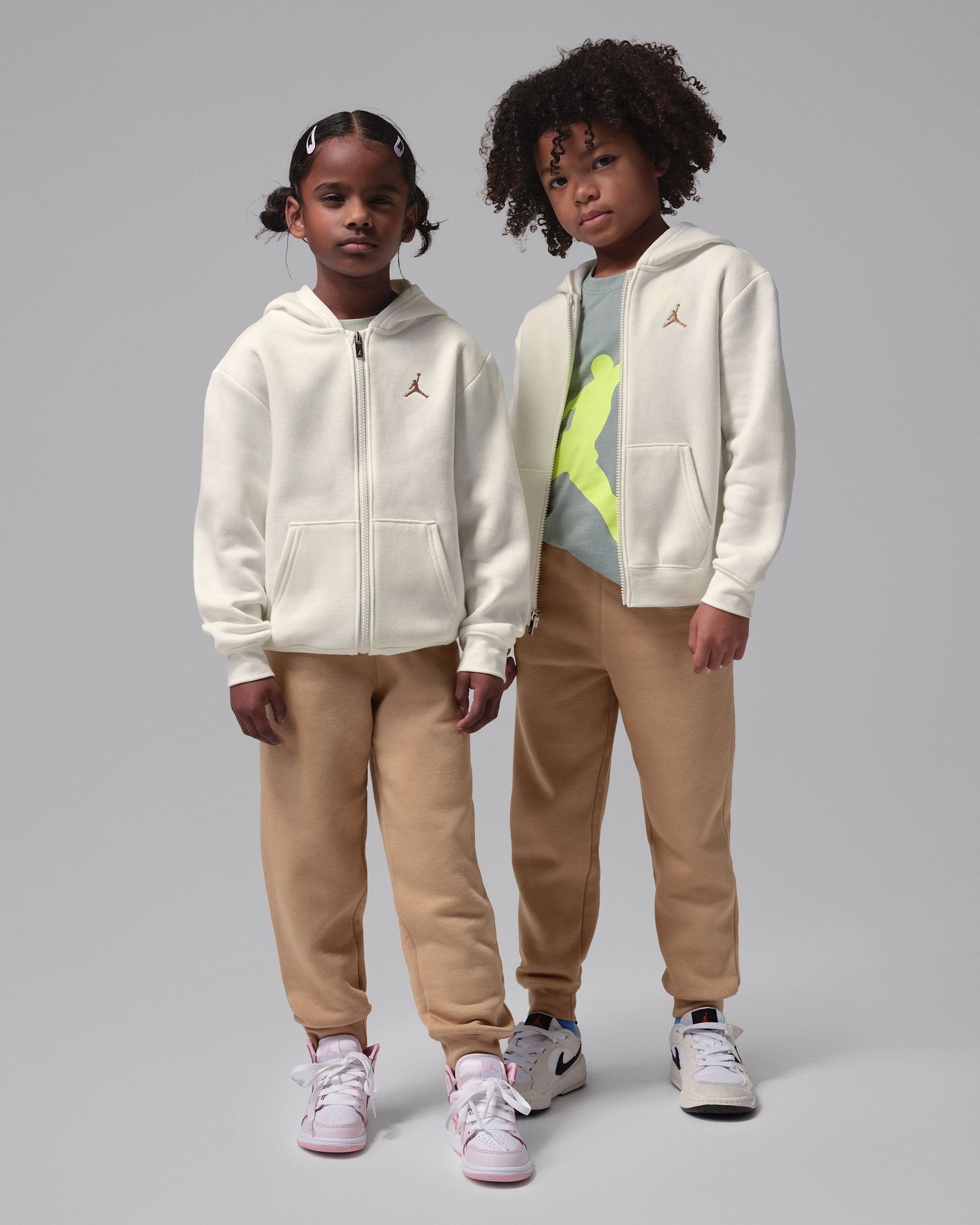 Ensemble deux pièces avec sweat à capuche à zip Jordan Brooklyn Fleece pour enfant - Hemp