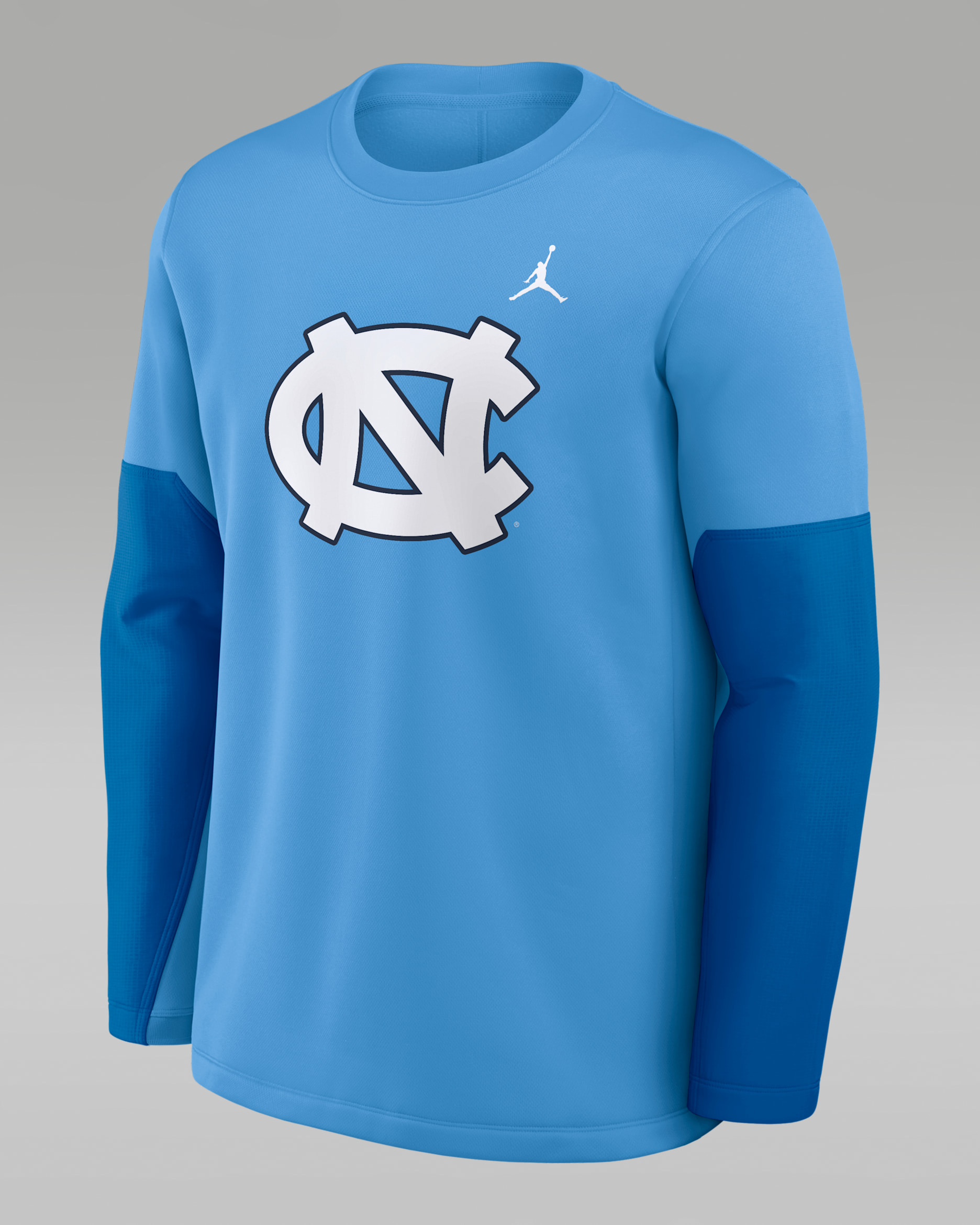 Playera de manga larga universitaria marca Jordan Therma-FIT para hombre North Carolina Sideline Coach - Azul claro