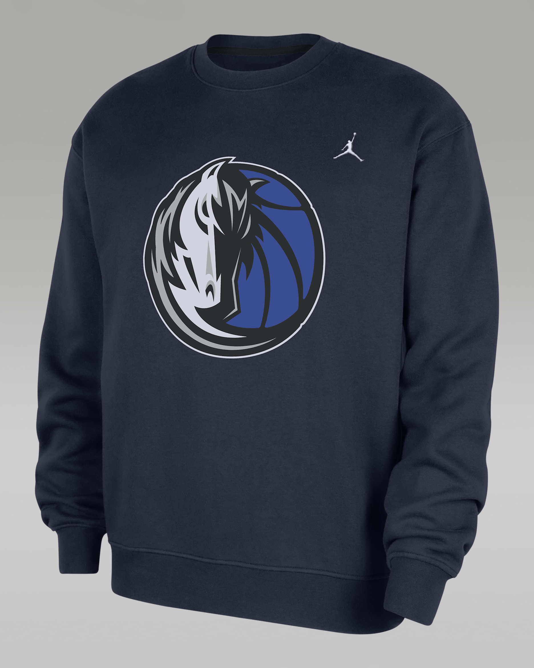 Dallas Mavericks Statement Essentials Men's Jordan NBA Fleece Crew-Neck Sweatshirt - College Navy/White