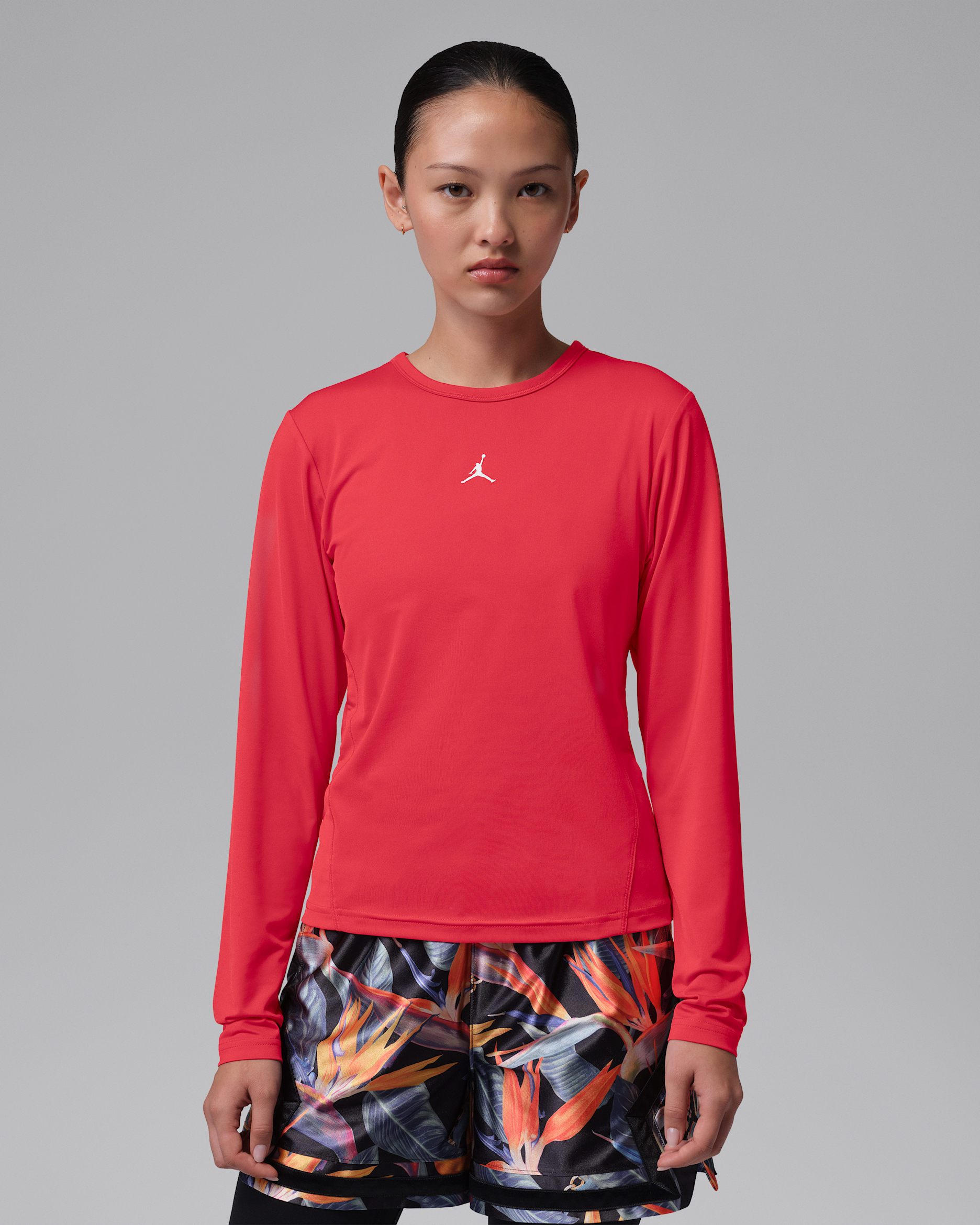 Haut à manches longues Dri-FIT Jordan Sport Essentials pour femme - Track Red/Blanc