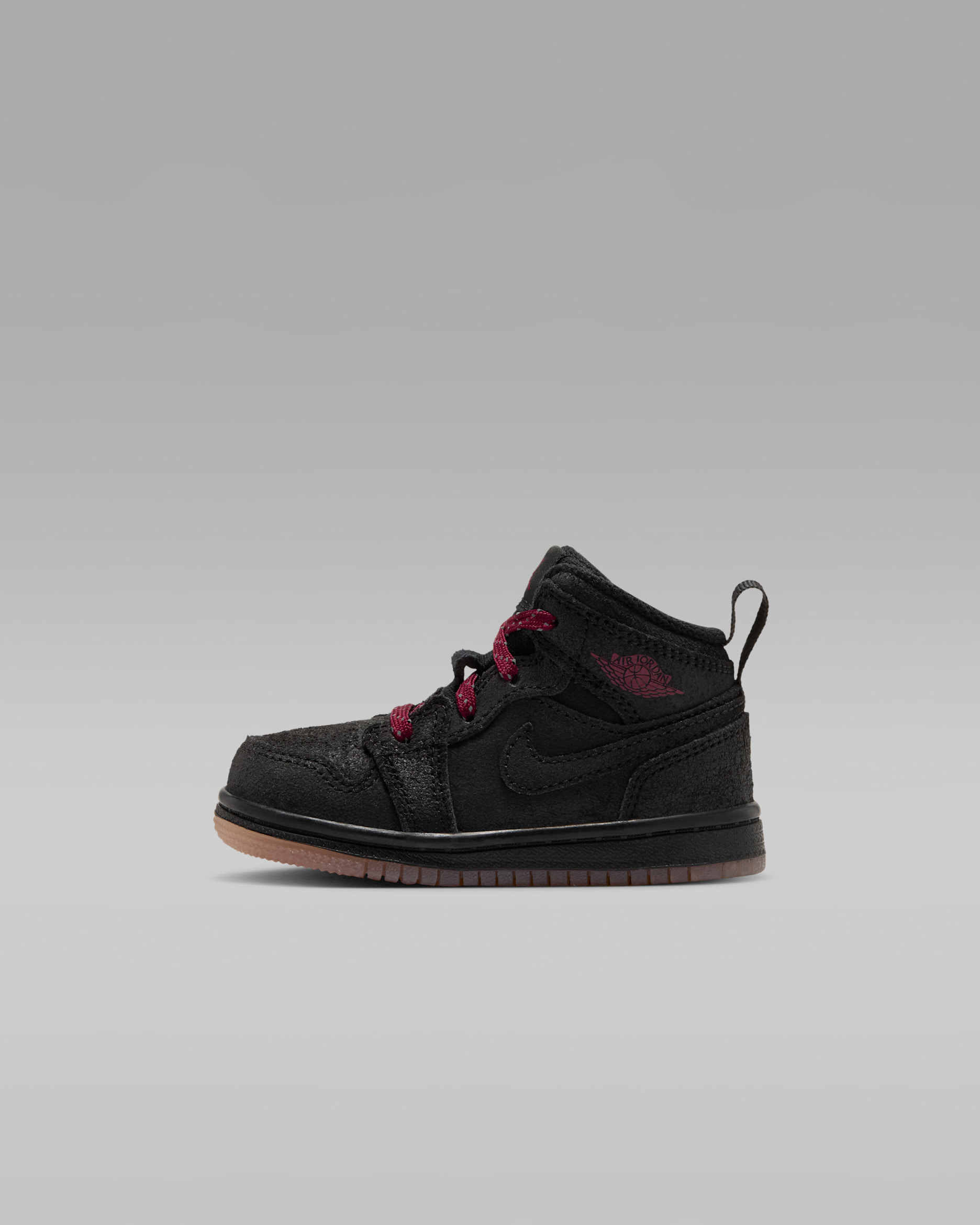Jordan 1 Mid SE Baby/Toddler Shoes - Black/Gum Medium Brown/Team Red