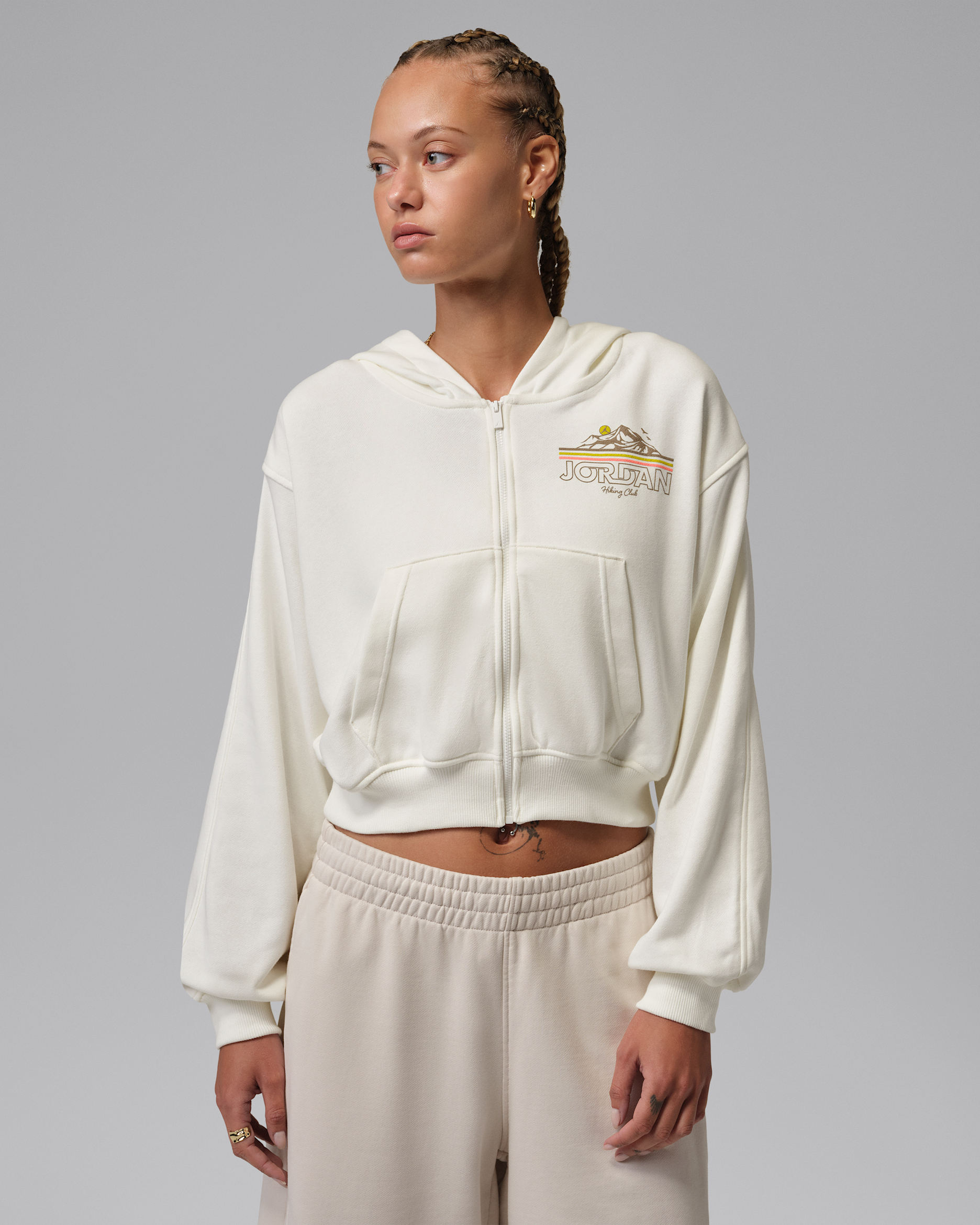 Sudadera con gorro de cierre completo Hike Mike para mujer Jordan Brooklyn Fleece - Vela