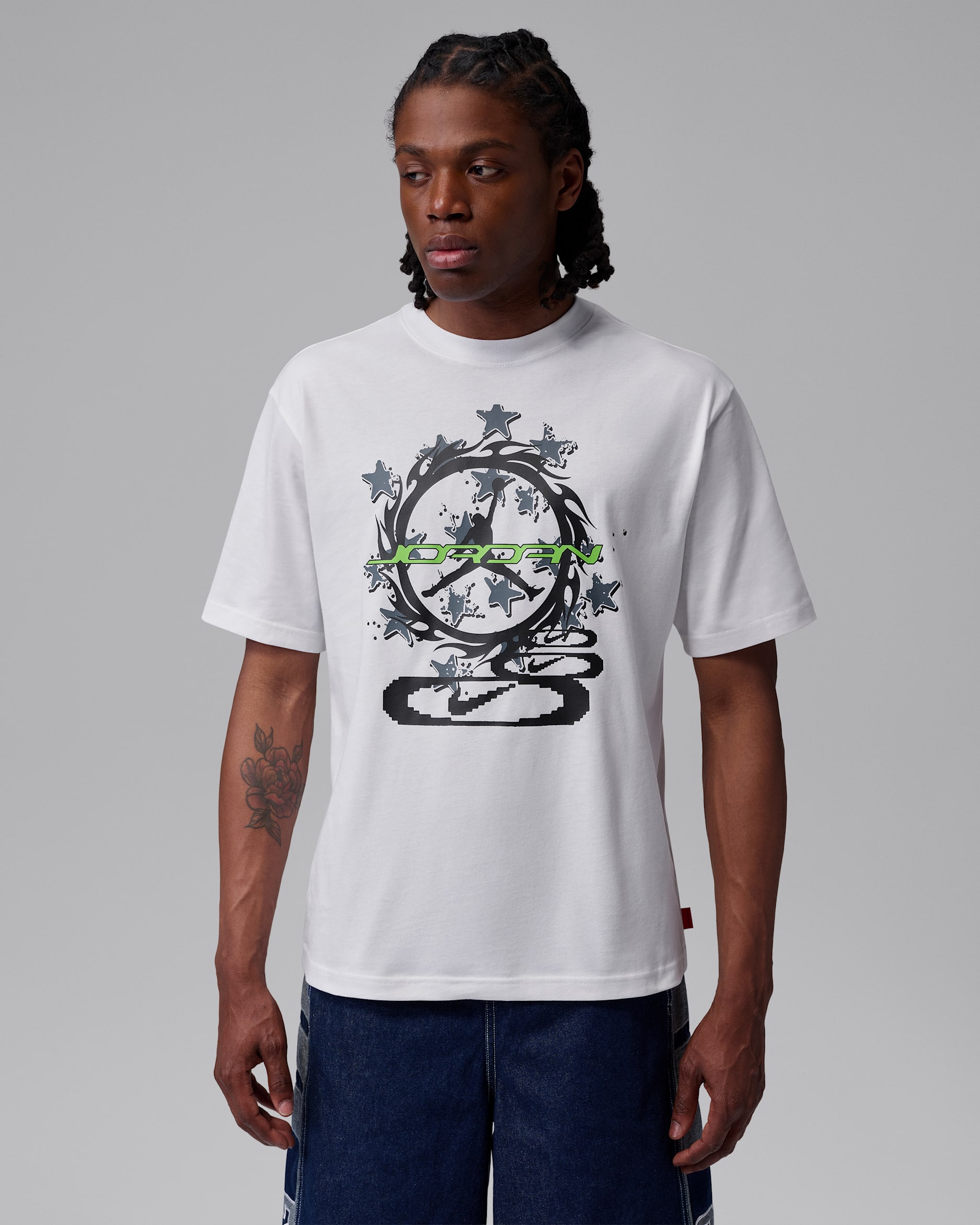Jordan Men's Graphic T-Shirt - White/Black/Action Green