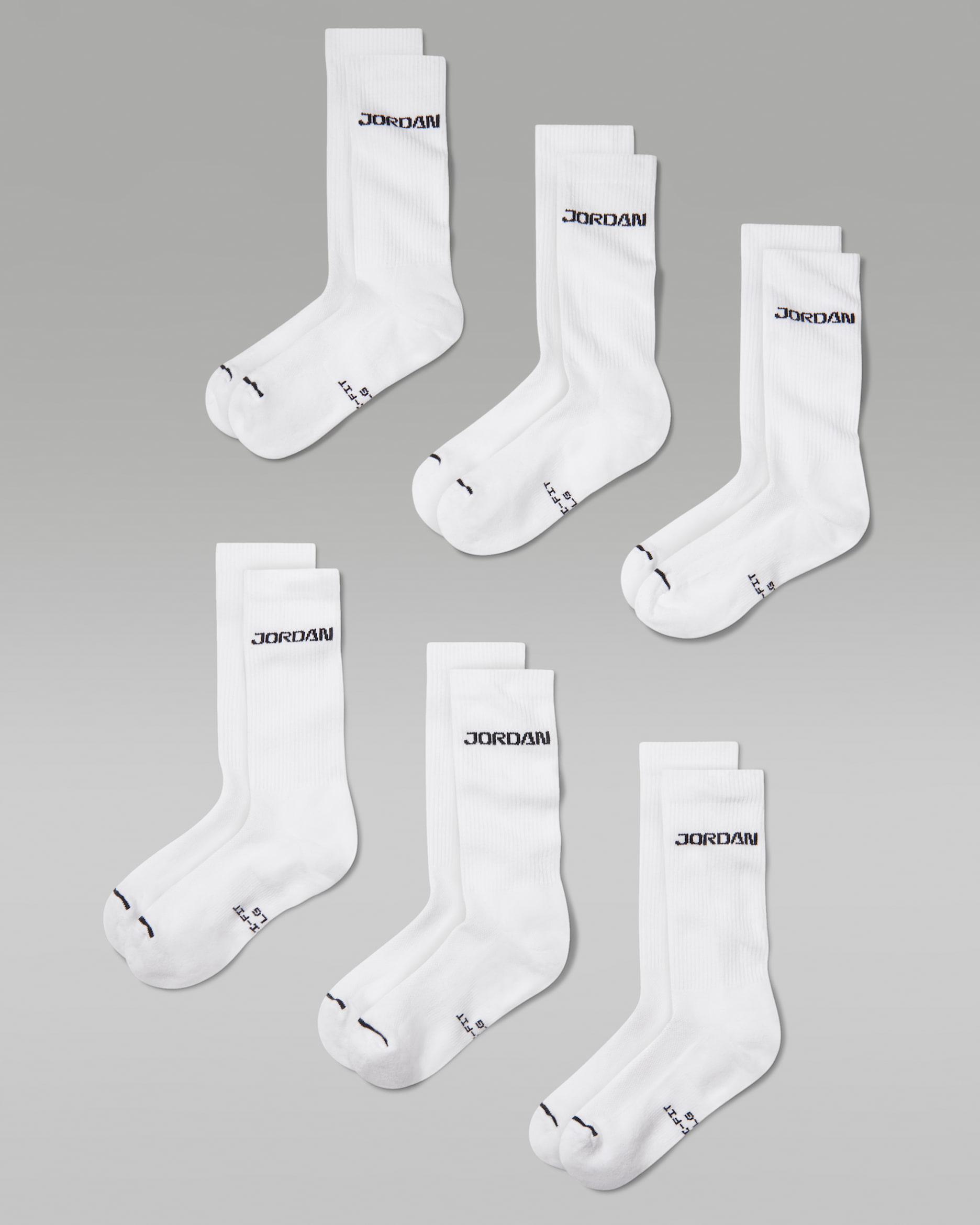 Jordan Everyday Elevated Crew Socks (6 Pairs) - White/Black