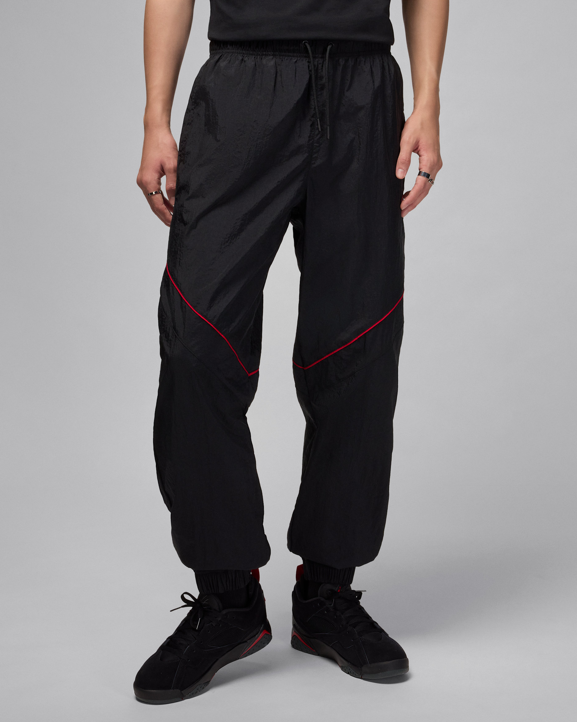 Jordan Brooklyn Men's Draft Trousers - Black/Black/Gym Red/Gym Red