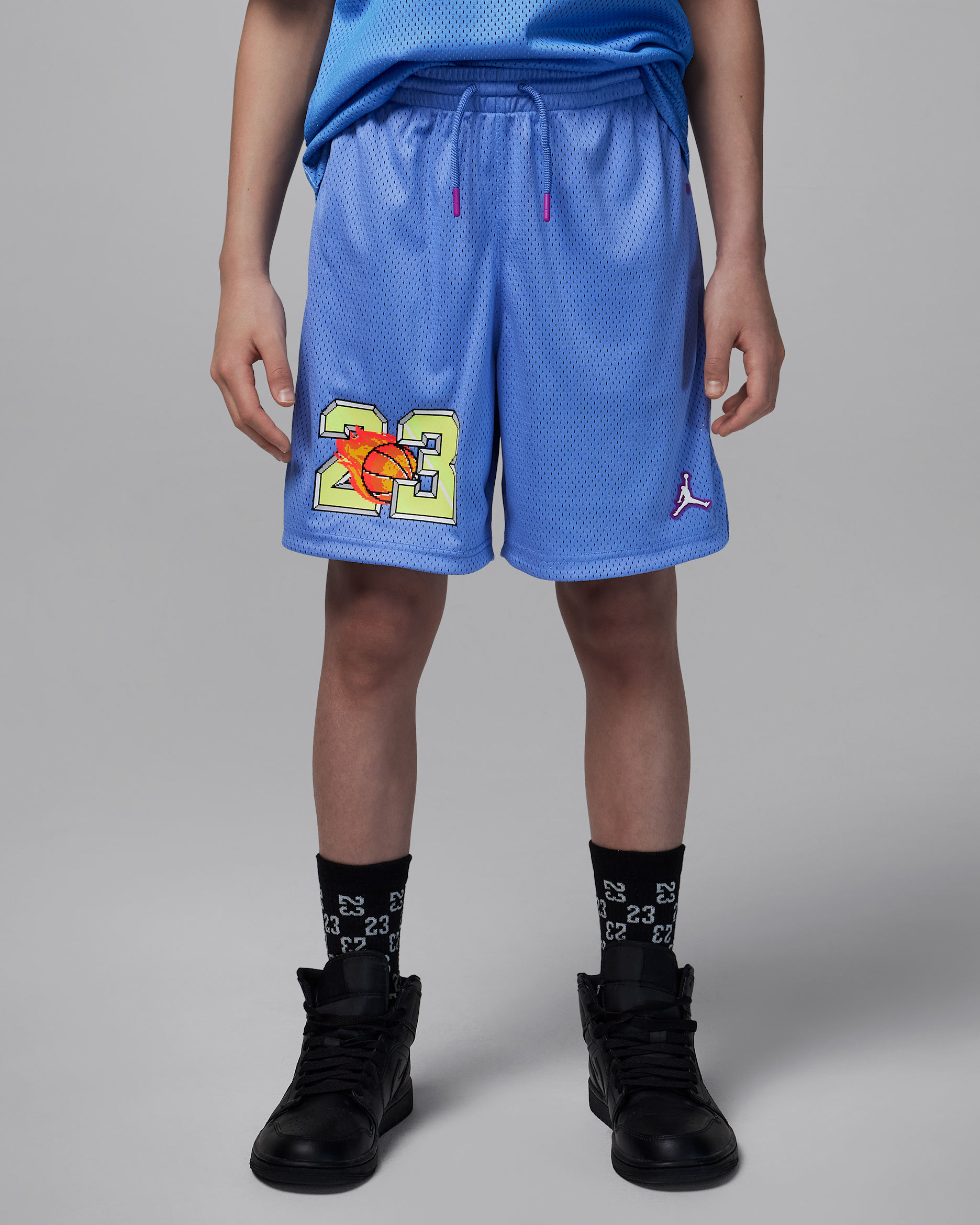 Shorts Flame Jordan Customized Air para niños talla grande - Royal pulso