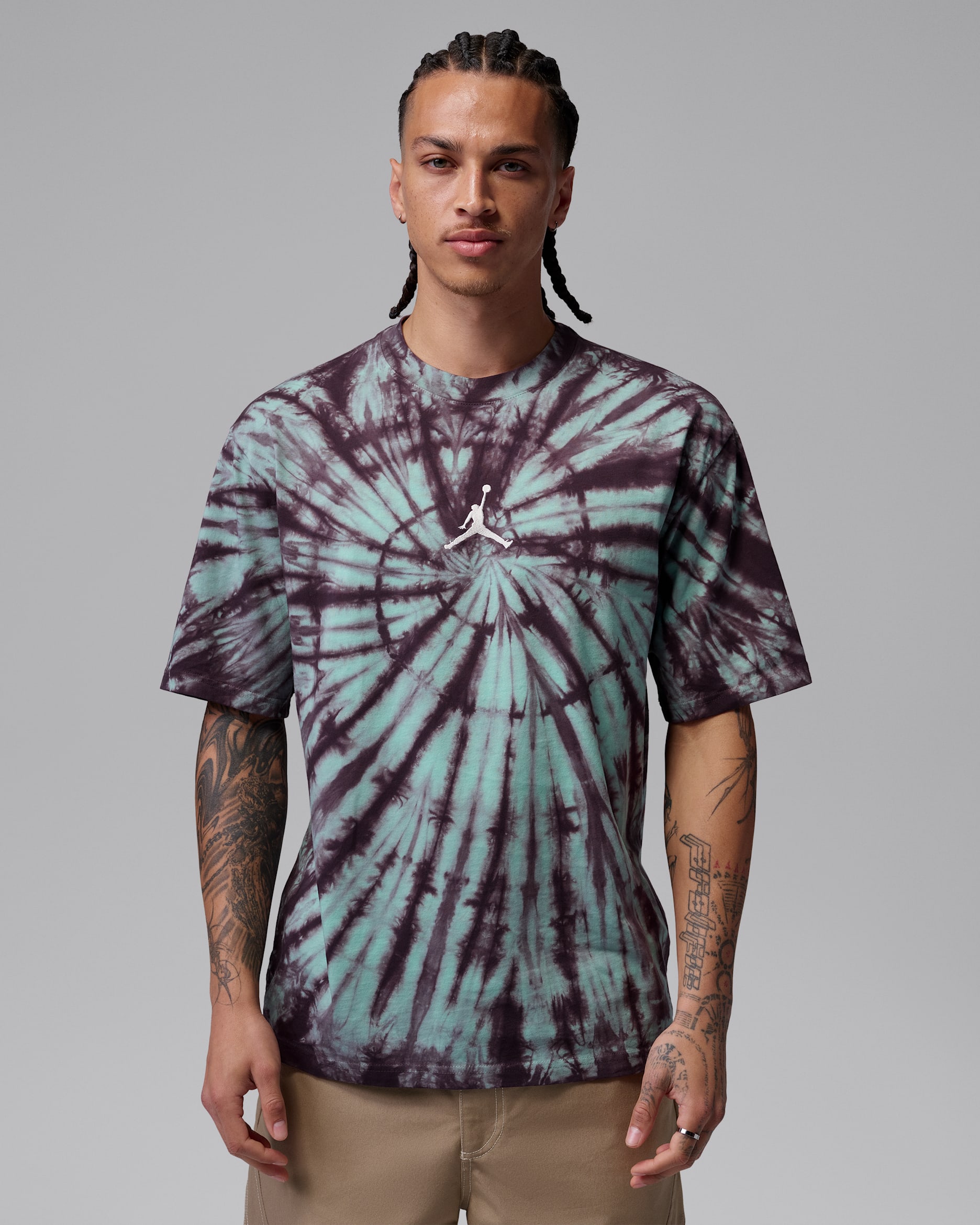 Jordan Brooklyn Men's Tie-Dye Festival T-Shirt - Green Glow/Pale Ivory