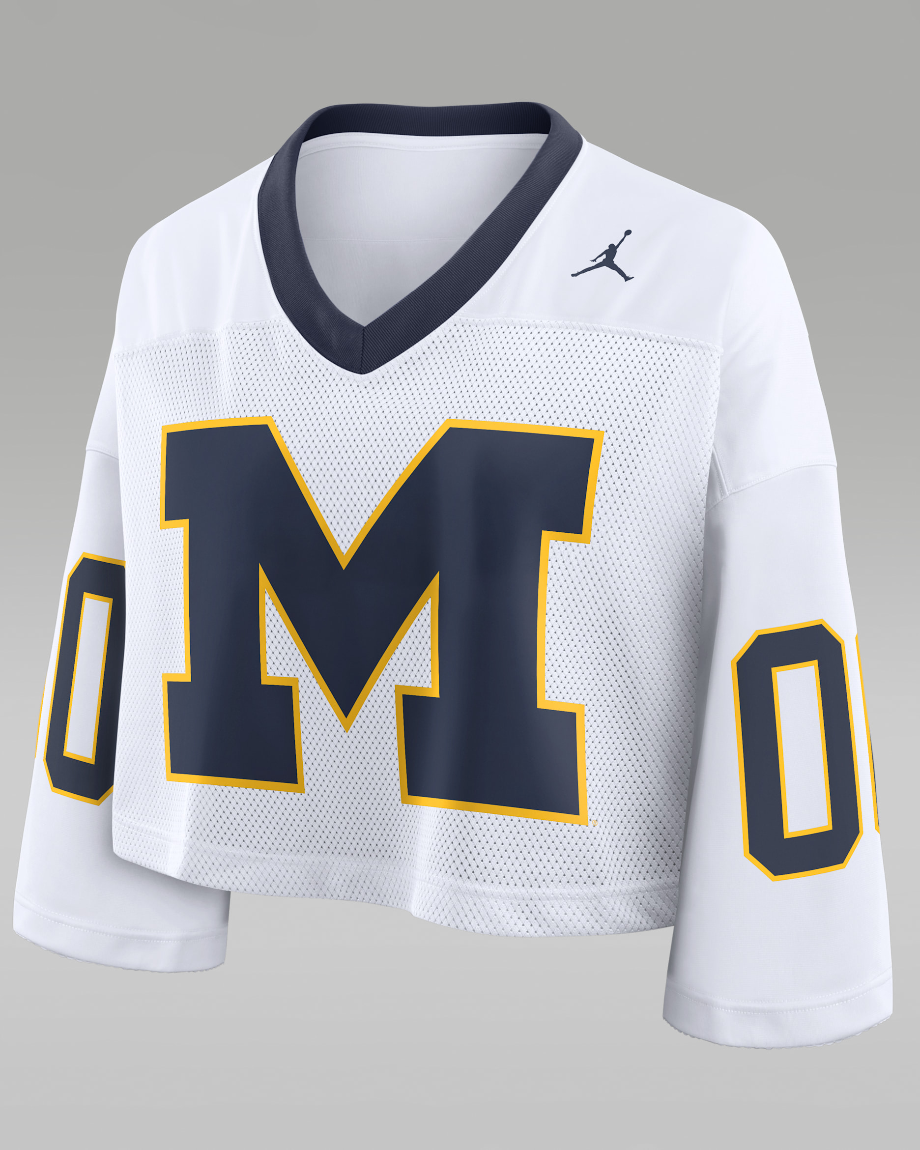 Michigan Logo Women's Jordan Brand Dri-FIT College Cropped Jersey - White/College Navy