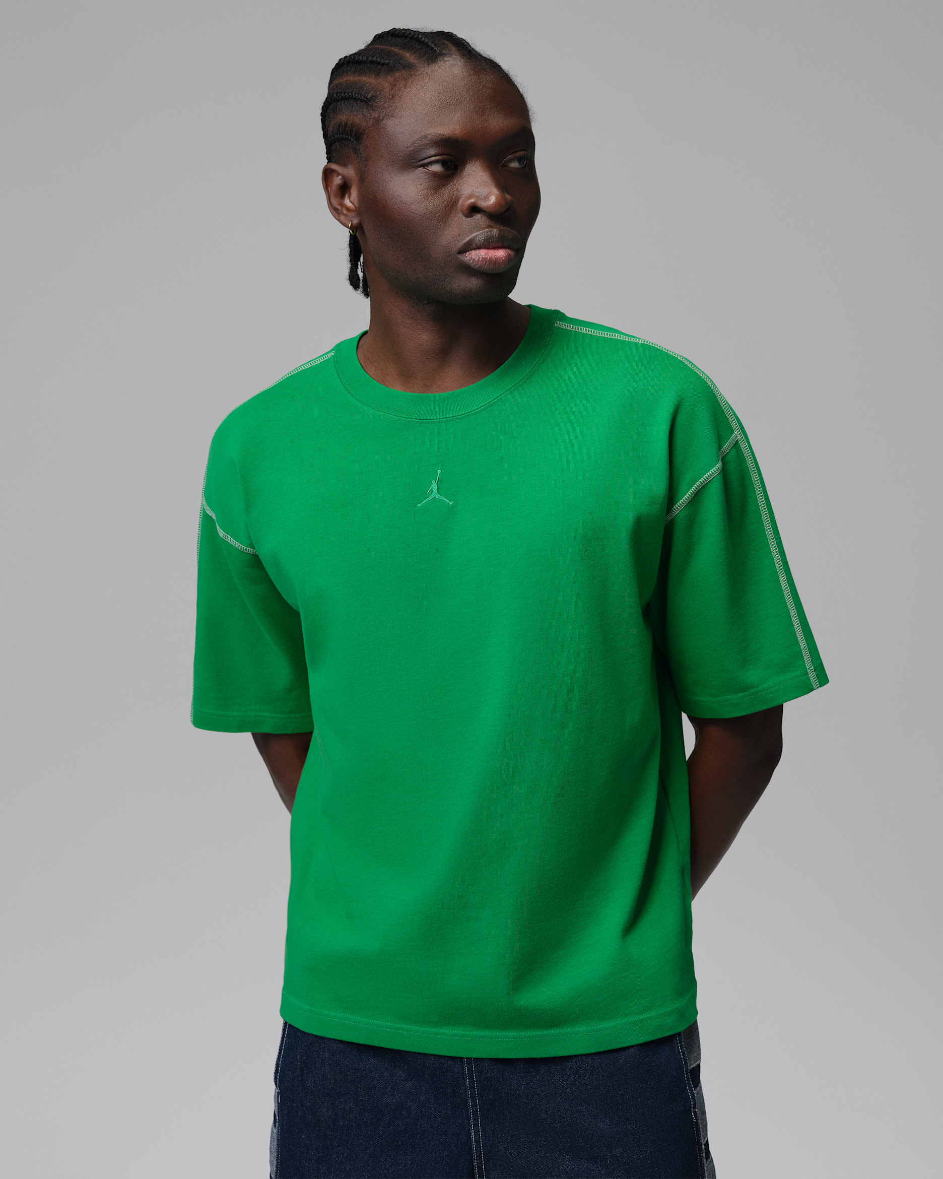 Jordan Flight Men's Heavyweight Short-Sleeve Top - Lucky Green/Sail/Lucky Green