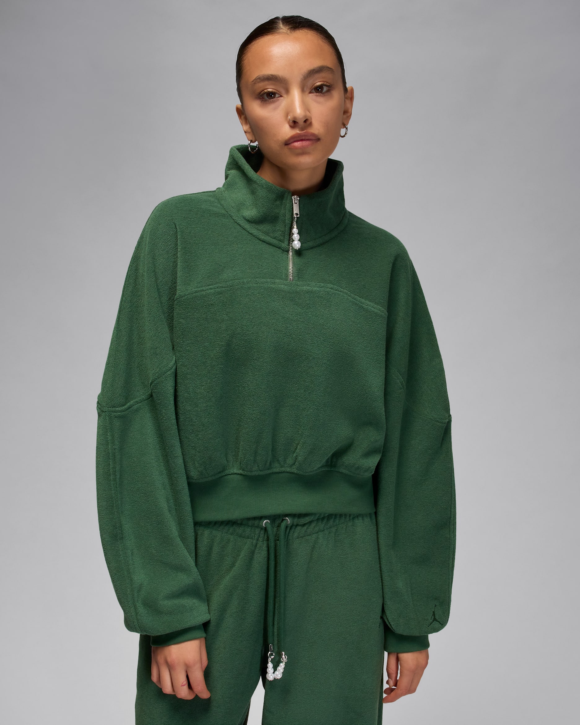 Jordan Flight Fleece Women's Quarter-Zip Top - Fir/Fir