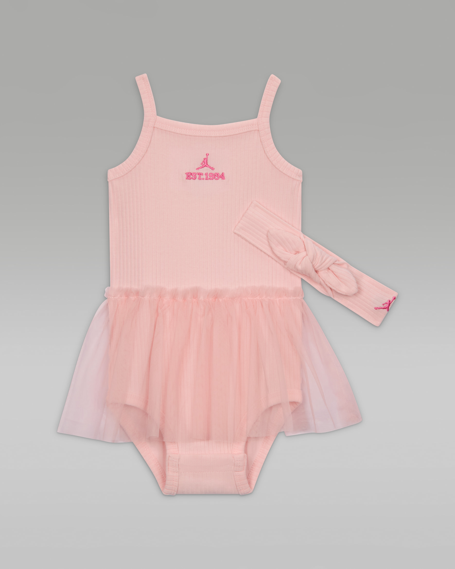 조던 베이비(6-12개월) 튀튀 바디수트 및 헤드밴드 세트 - 핑크 블룸