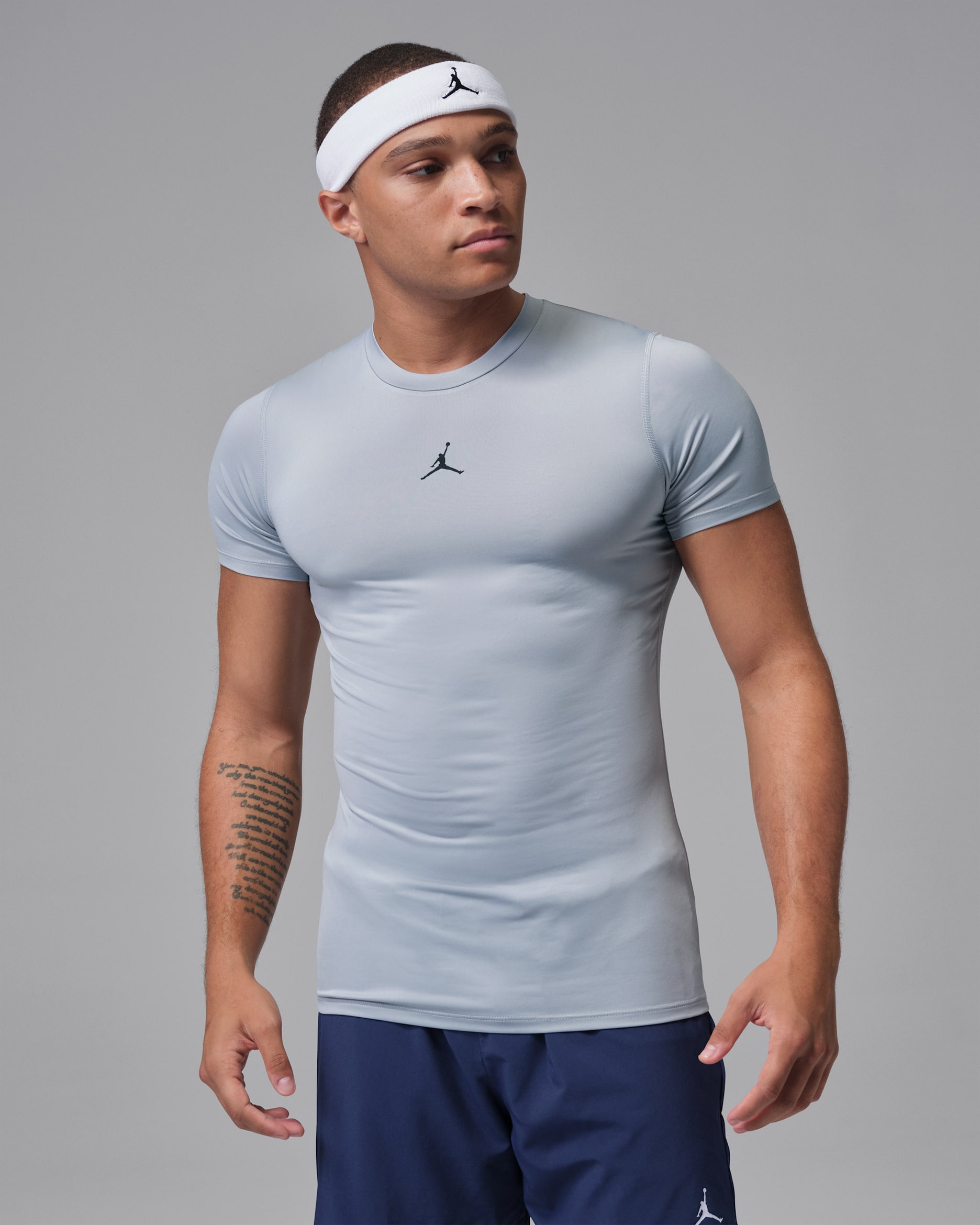 Jordan Sport Men's Dri-FIT Short-Sleeve Base Layer Top - Wolf Grey/Black